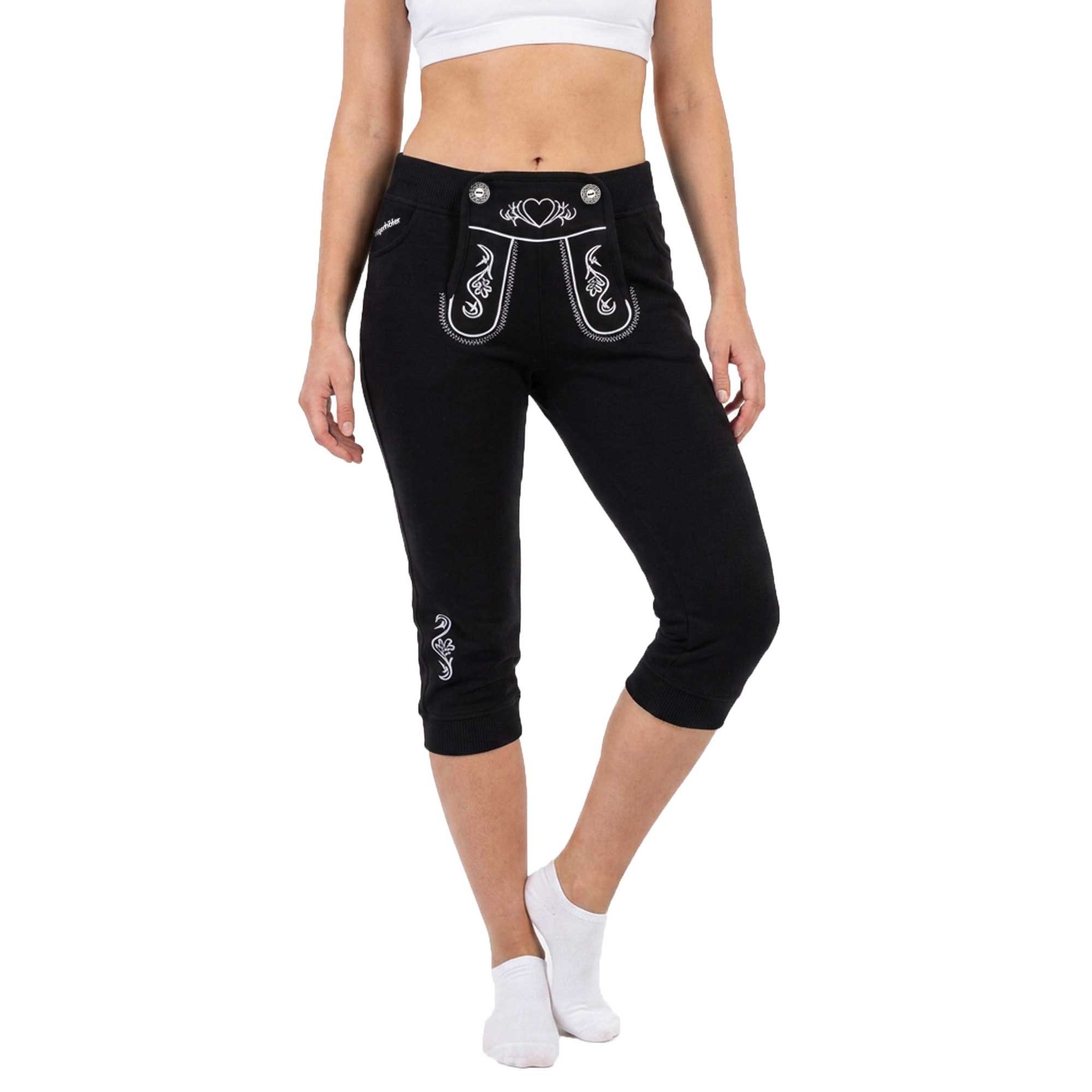 Steigenhöfer Manufaktur Lederhose Damen Lookalike - Kniebund Jogginghose - Kordelzug im Lederhosen Look Kniebund Jogging Damen Shorts Tracht - Oktoberfest Damen Outfit