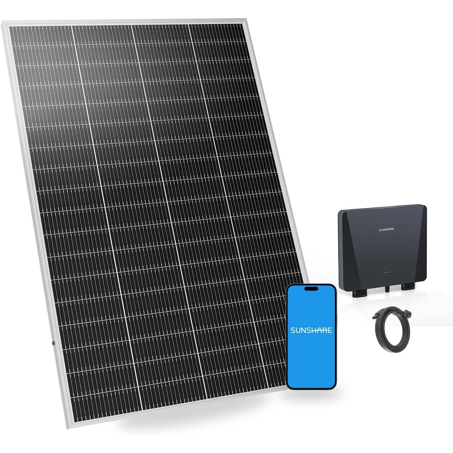 Sunshare Balkonkraftwerk Ray Lite 200 W Mini-Balkonkraftwerk – Kompaktes PV-Modul, 200 W, Monokristallin N‑Typ TOPCon, (Balkonkraftwerk, 1-St., 200 W Balkonkraftwerk mit Mikro‑WR, WLAN), Effizient, schwachlichtstark, kompakt
