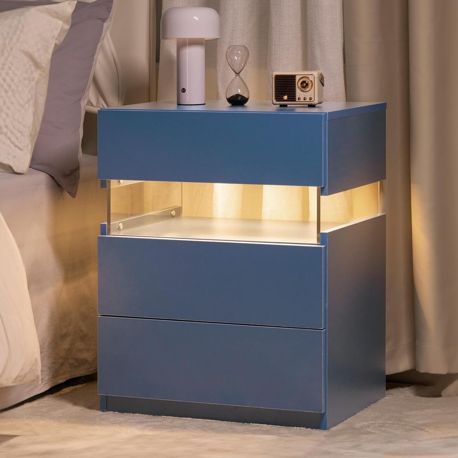 BlingBin Nachttisch LED Nachttisch mit 3 günstig online kaufen