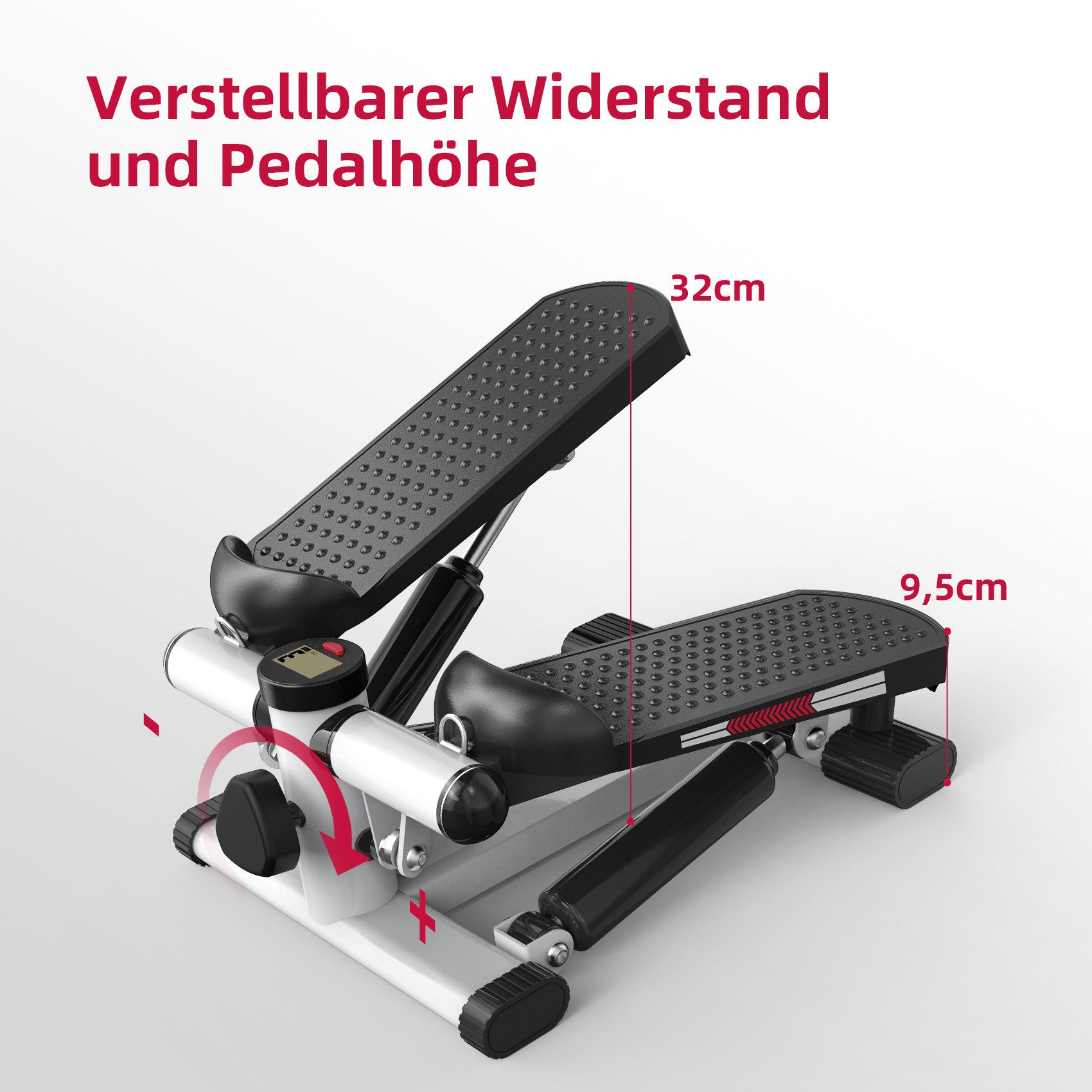 JASPORT Mini-Stepper ST1 2-in-1 Mini Stepper mit Widerstandsband (2-in-1 Up-Down Swing Stepper mit Power Ropes), leise, max. Belastbarkeit 100kg