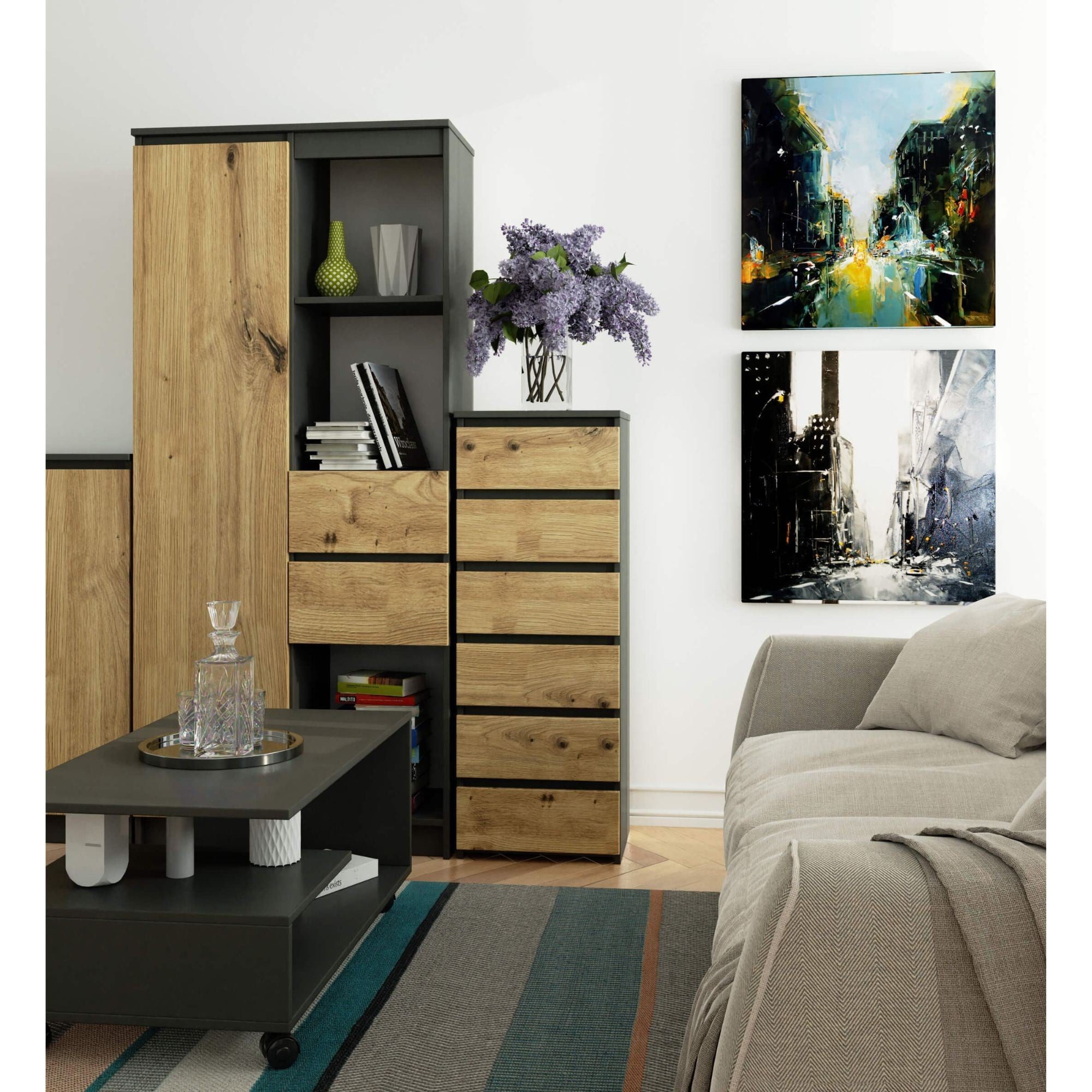 Raumhirsch Furniture Kommode mit 6 Schubladen 40 cm breit Schrank Wohnschrank, (viele Farbvarianten - Maße: 109 x 40 x 35 cm) - Hochwertig & stabil – Bild 5 von 5