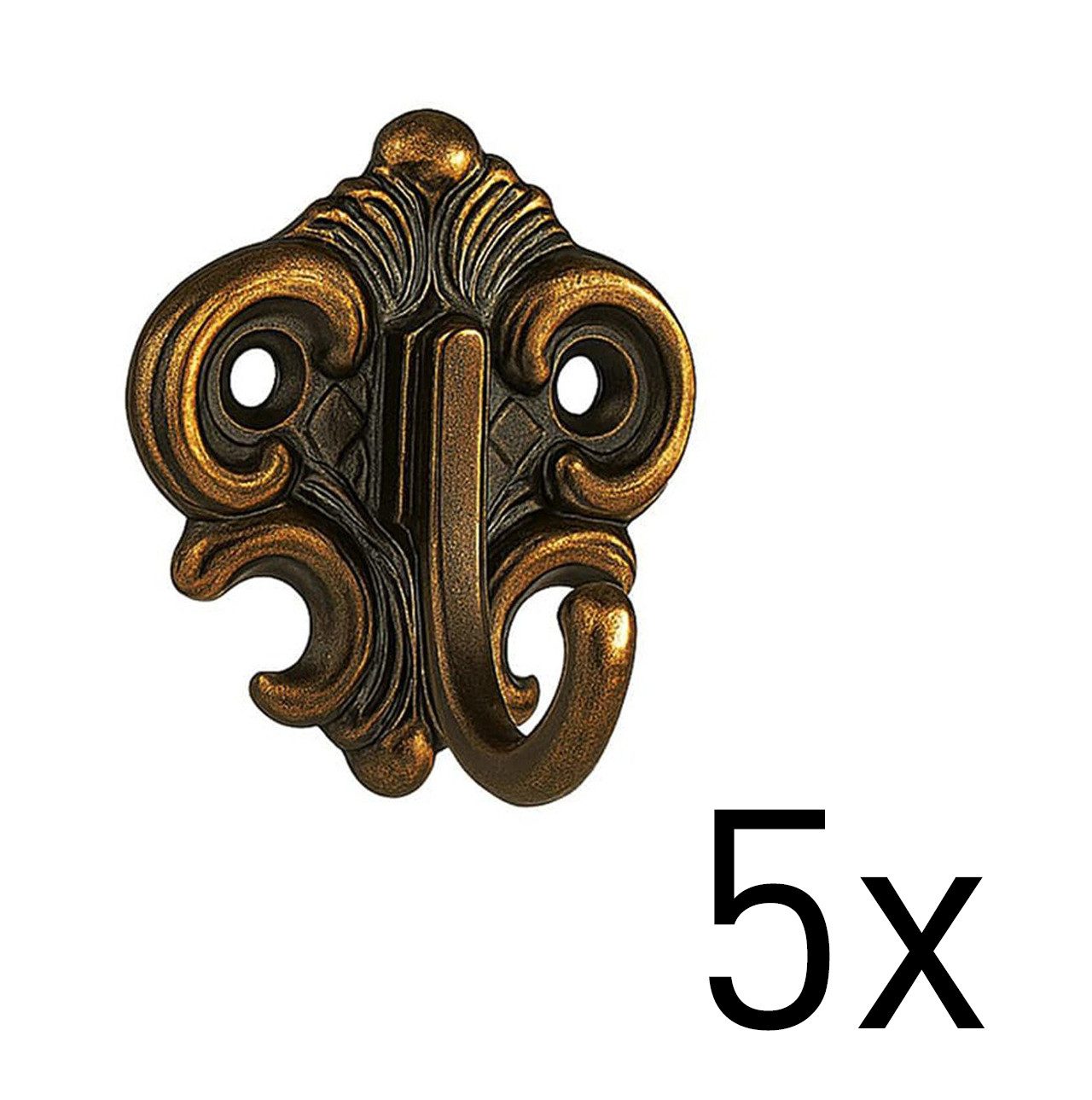 Jürgen Schwerter Hakendesign Kleiderhaken Kleiderhaken Messing – Vintage Haken in Antik-Gold/Bronze, (Spar-Set)