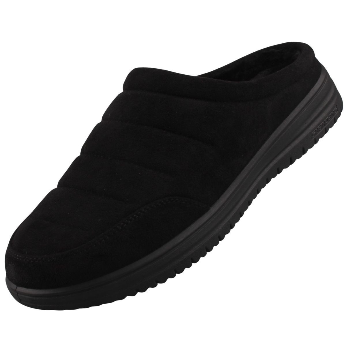 Skechers 204636-BBK Hausschuh Komfortable Herren-Pantolette mit weichem Kunstfellfutter