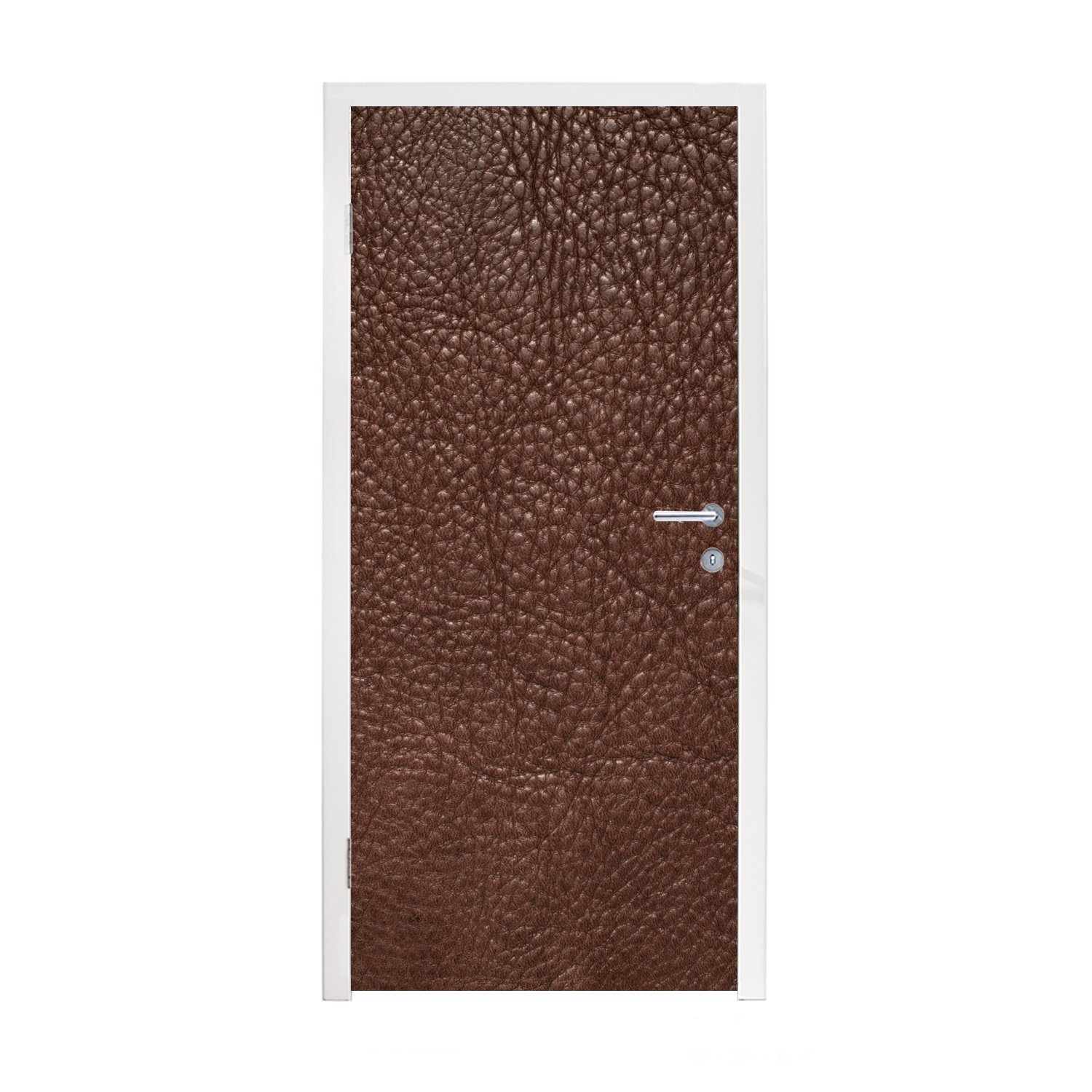 MuchoWow Türtapete Leder - Braun - Textur - Design - Lederoptik, Matt, bedruckt, (1 St), Fototapete für Tür, Türaufkleber, 75x205 cm