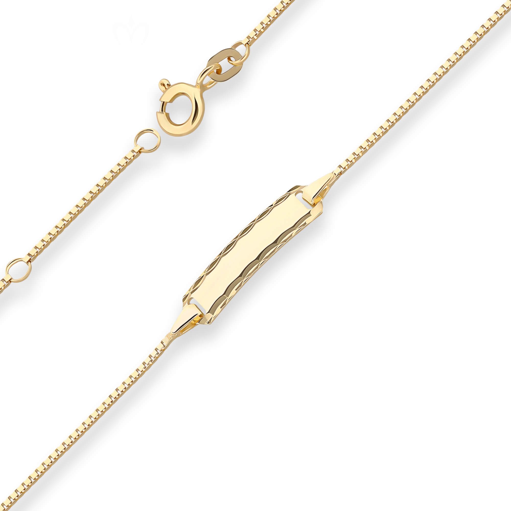 Schmuck Krone Goldarmband 0,9mm Id-Armband Veneziakette Schildband aus 585 Gelbgold 14cm, Gold 585