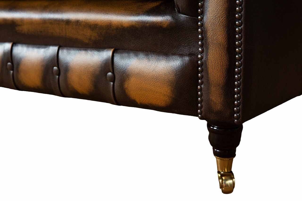 Leder, Sofa JVmoebel 3 Chesterfield Sofa Polster Braunes Sitzer in design Sitz Couch Europe Made