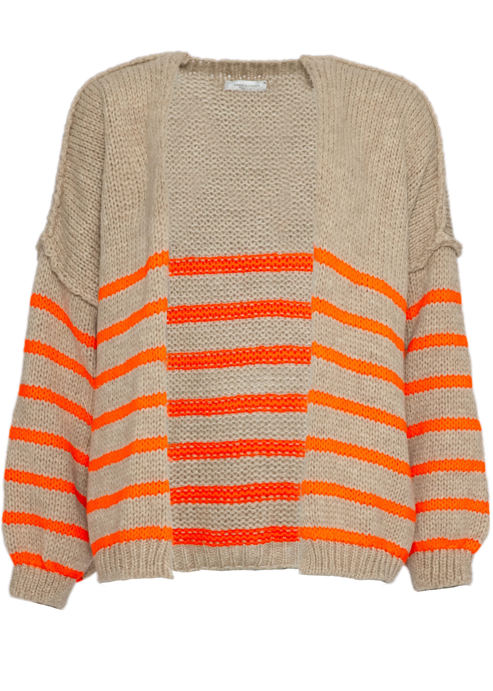SASSYCLASSY Cardigan Gestreifter Cardigan mit Außennähten günstig online kaufen