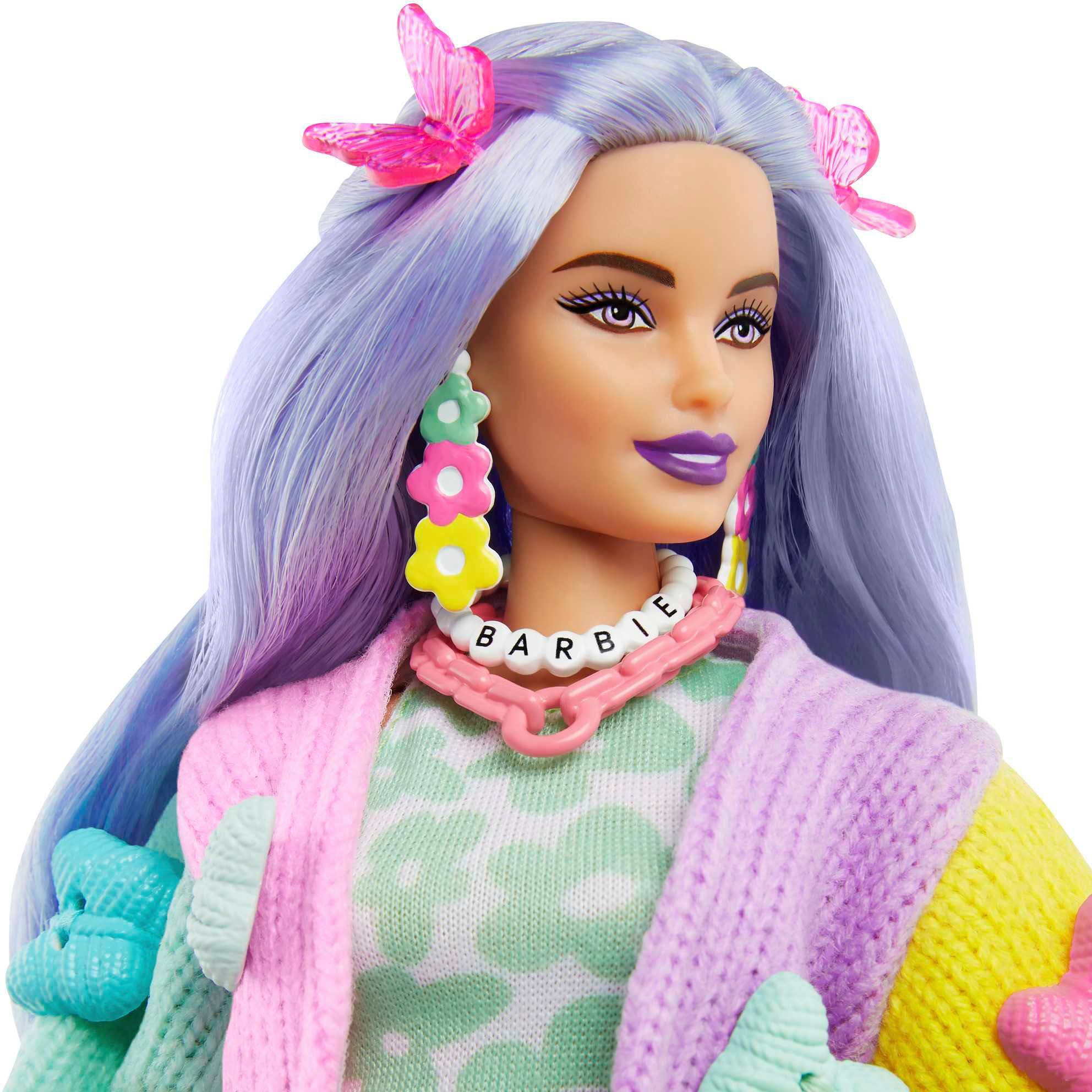 Haarspange Extra, lavendelfarbenes Haar/Schmetterlings Barbie Anziehpuppe