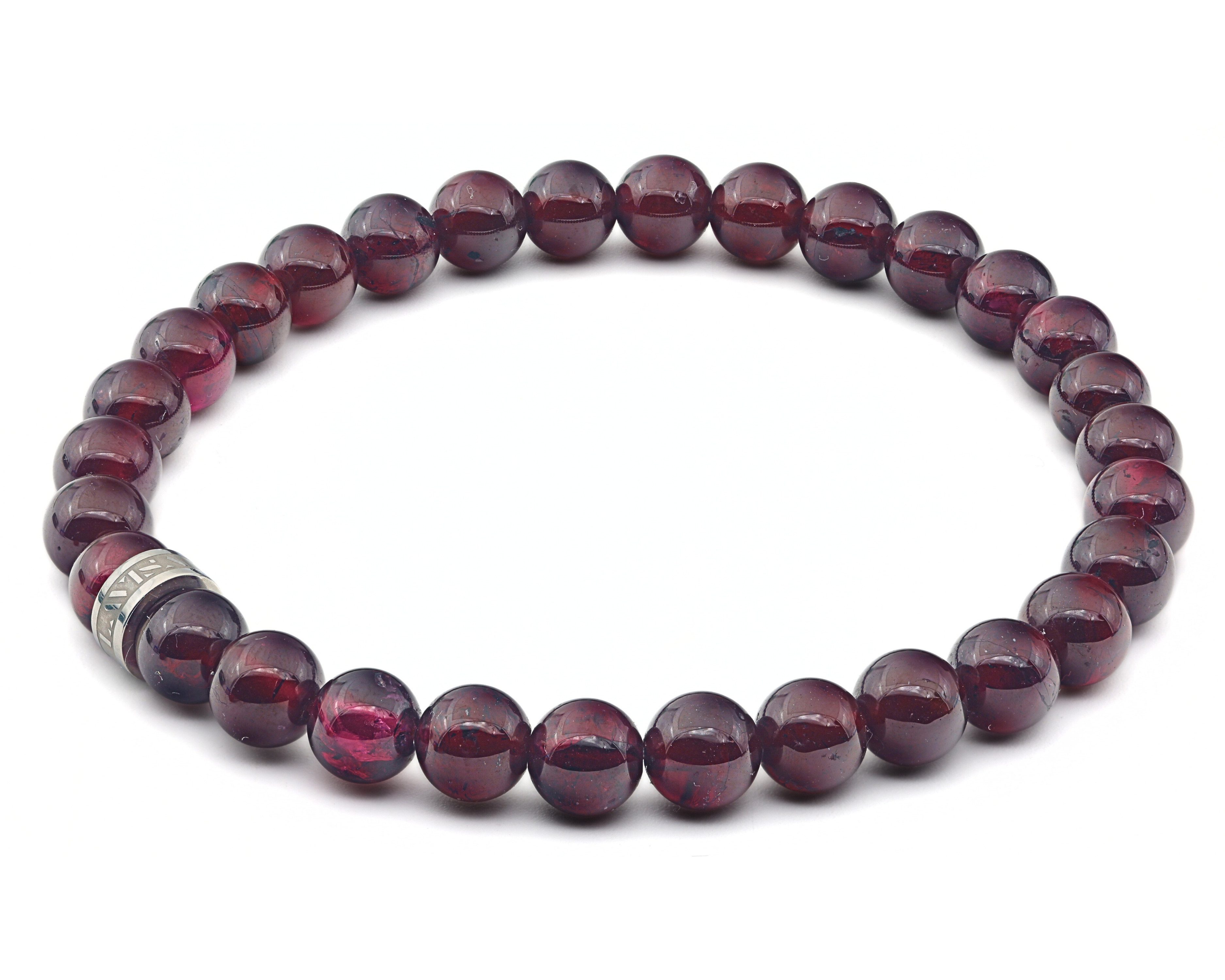 LAVISA Armband Armband 6mm Echte Edelstein Perlen, Kristalle, Onesize, Echte Edelsteine, Rostfreies Edelstahl, Wasserfest