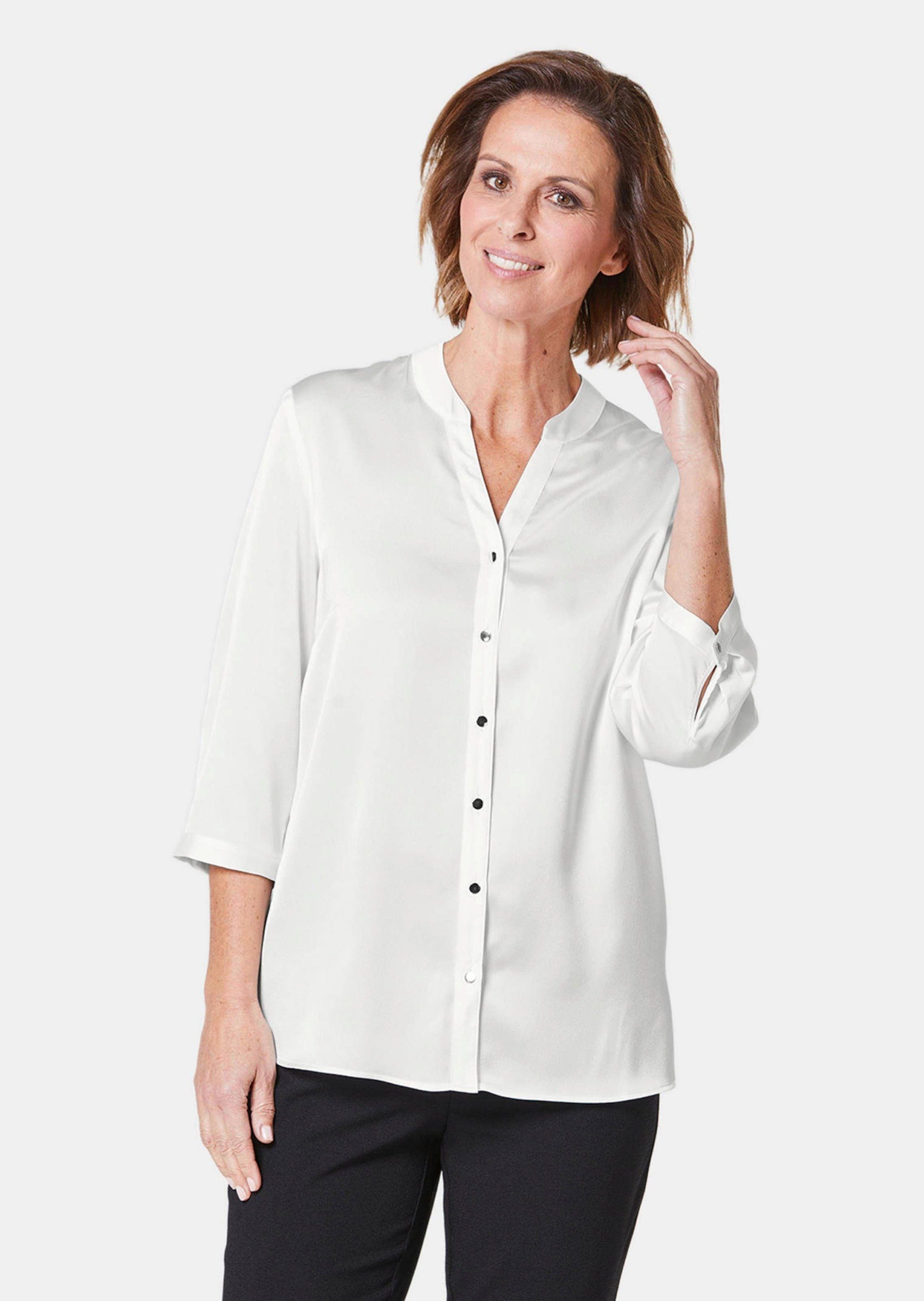 GOLDNER Klassische Bluse Bluse mit festlichem Stehkragen