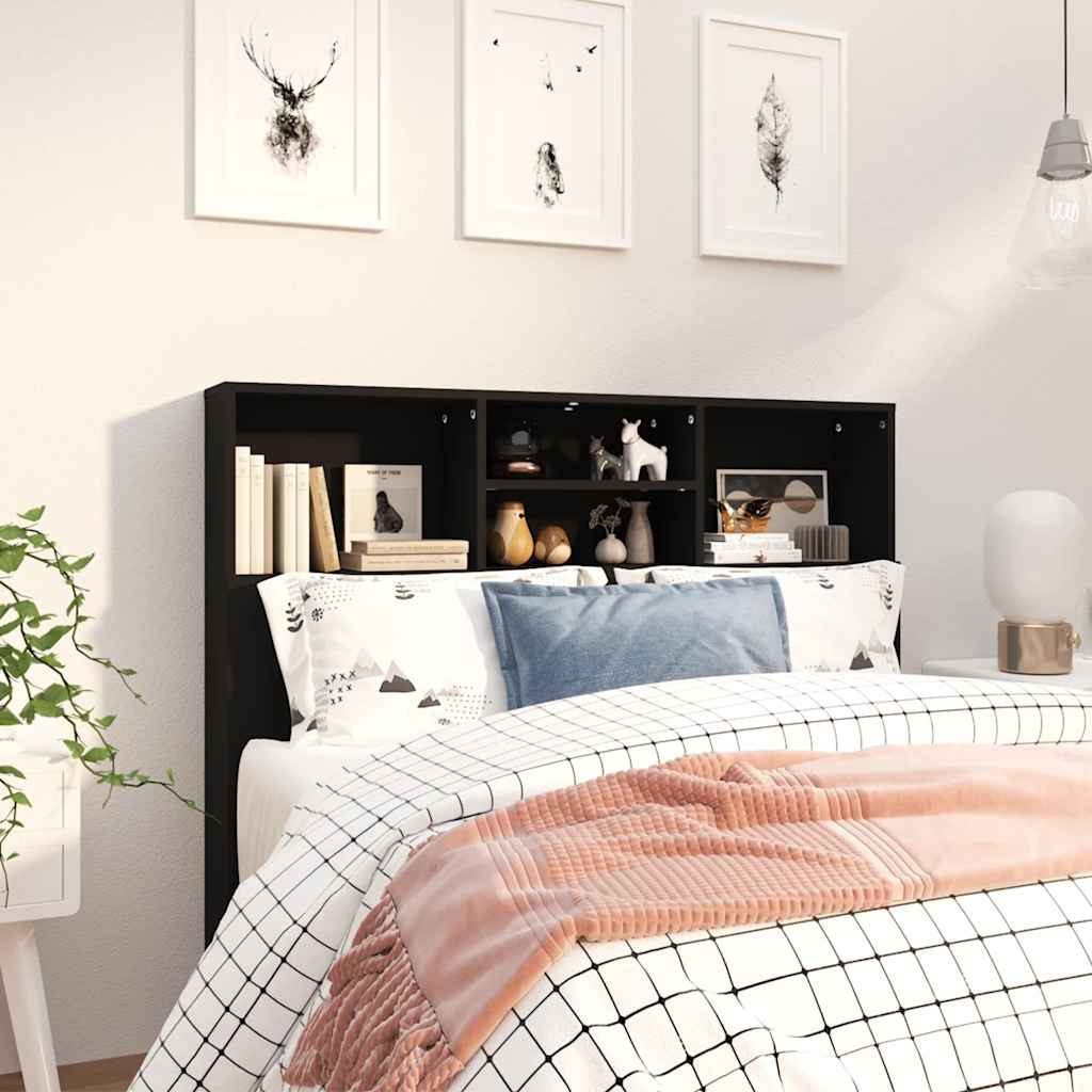 vidaXL Bett Bett-Kopfteil mit Ablagen Schwarz 120x19x103,5 cm (1-tlg)