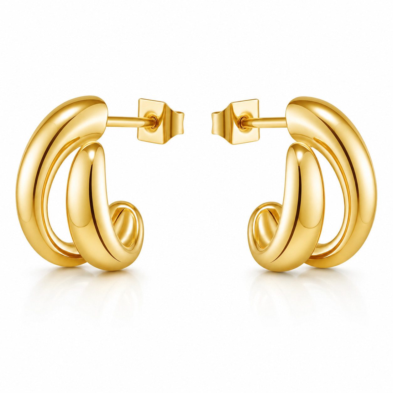 Paar Creolen Damen Creolen Ohrringe Wasserfest und Hypoallergen 18K Vergoldung