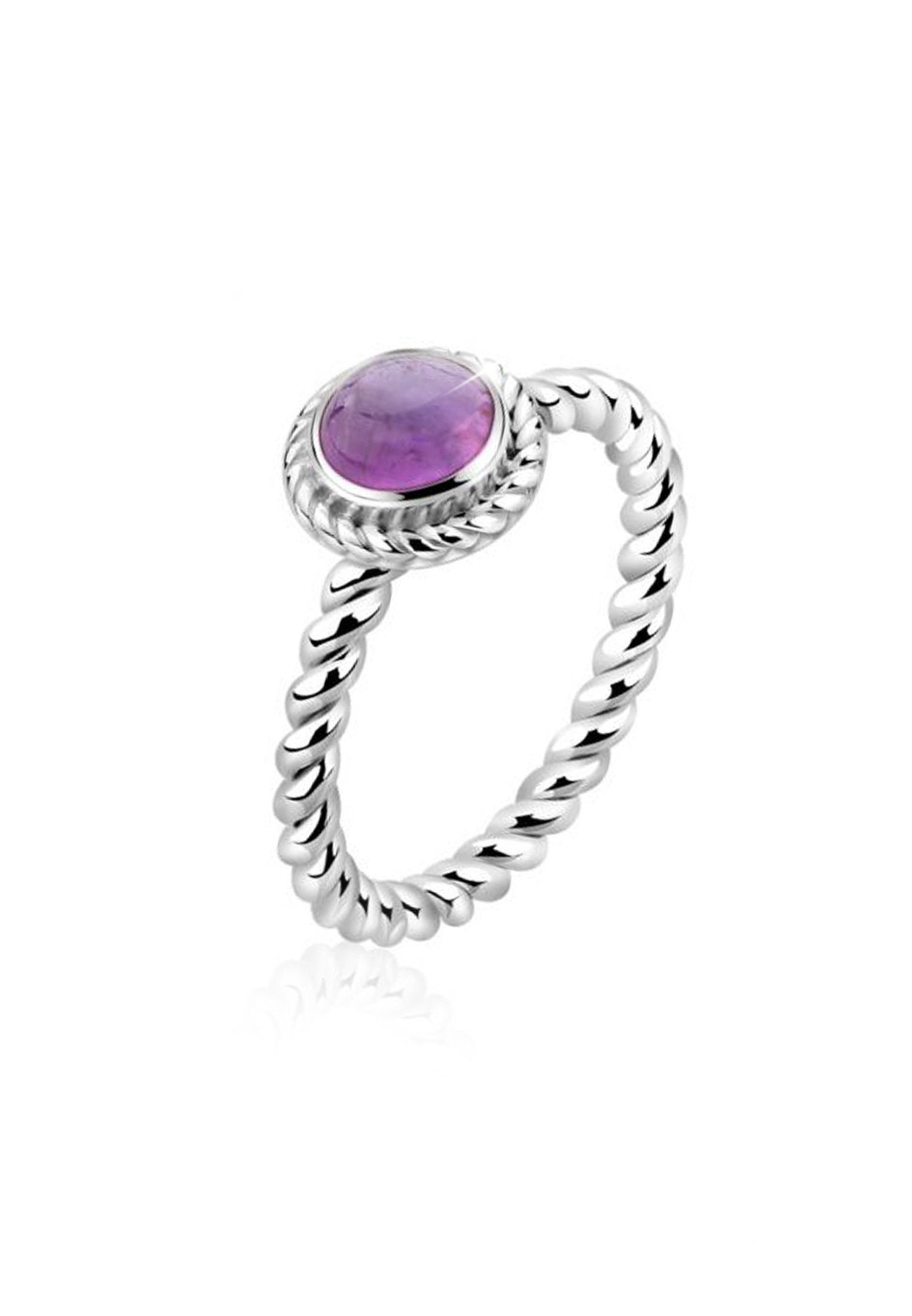 Nenalina Fingerring Amethyst Geburtsstein Februar Trend 925 Silber, Geburtsstein