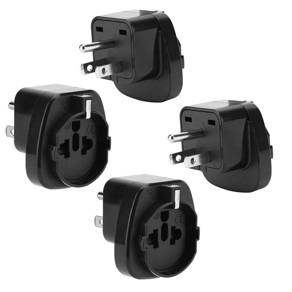 Intirilife Stromadapter, 4x Steckdosen Adapter in SCHWARZ