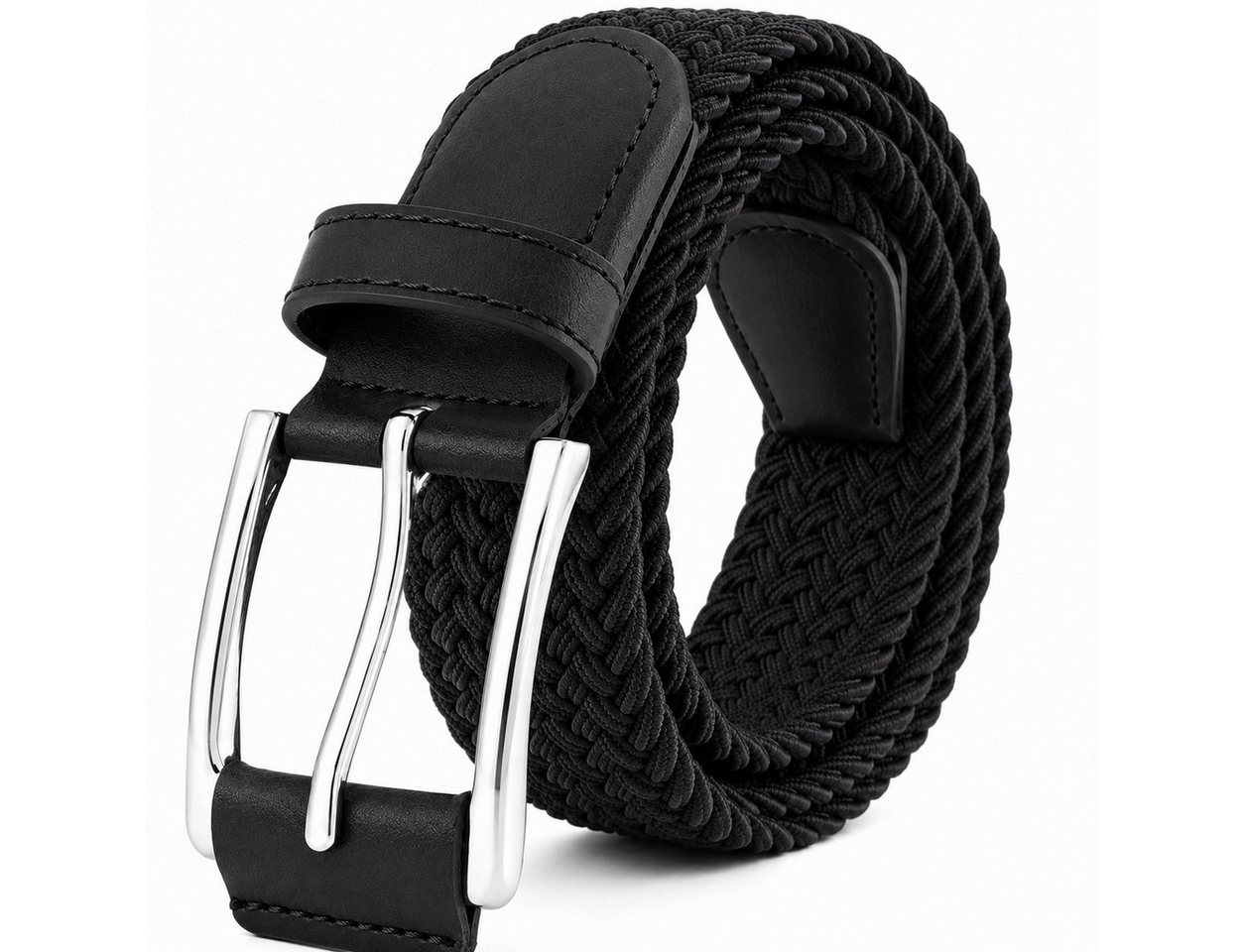 ibettertec Ledergürtel Stoffgürtel Stretchgürtel Elastik Flechtgürtel Geflochtener (und Elastischer Dehnbarer Gürtel, für Damen und Herren) Breite 3.5cm Länge 125 cm