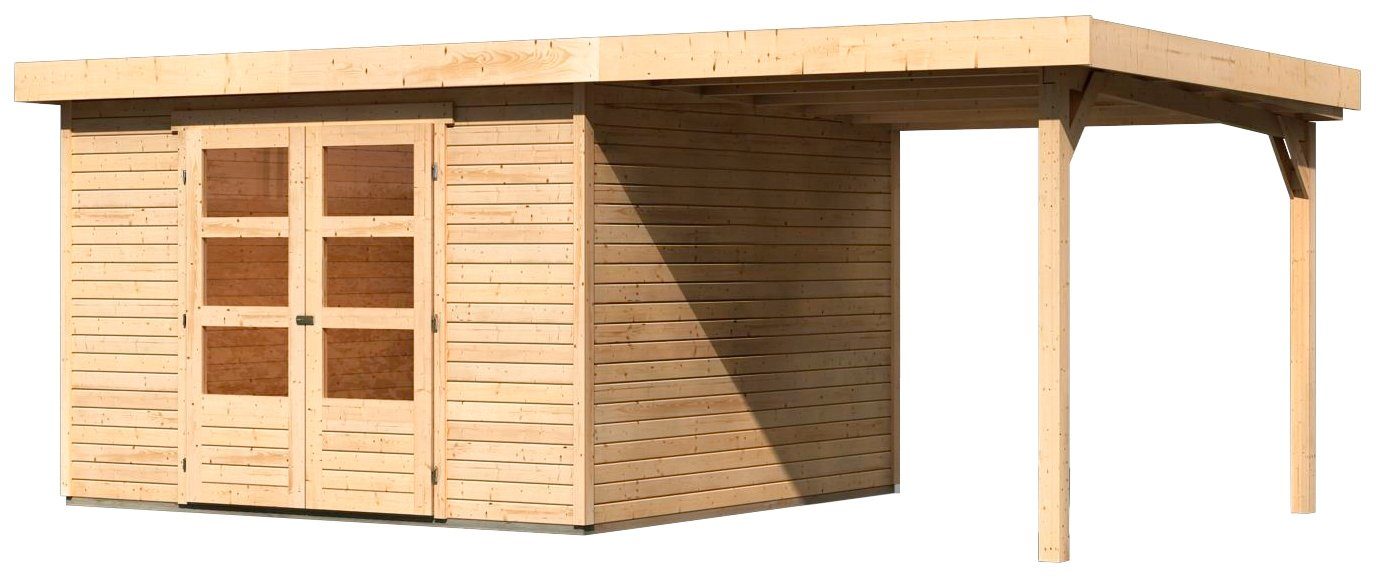 Thumbnail - Karibu Gartenhaus Arnis, BxT: 334x331 cm, (Set), mit Anbaudach 2,40 m Breite