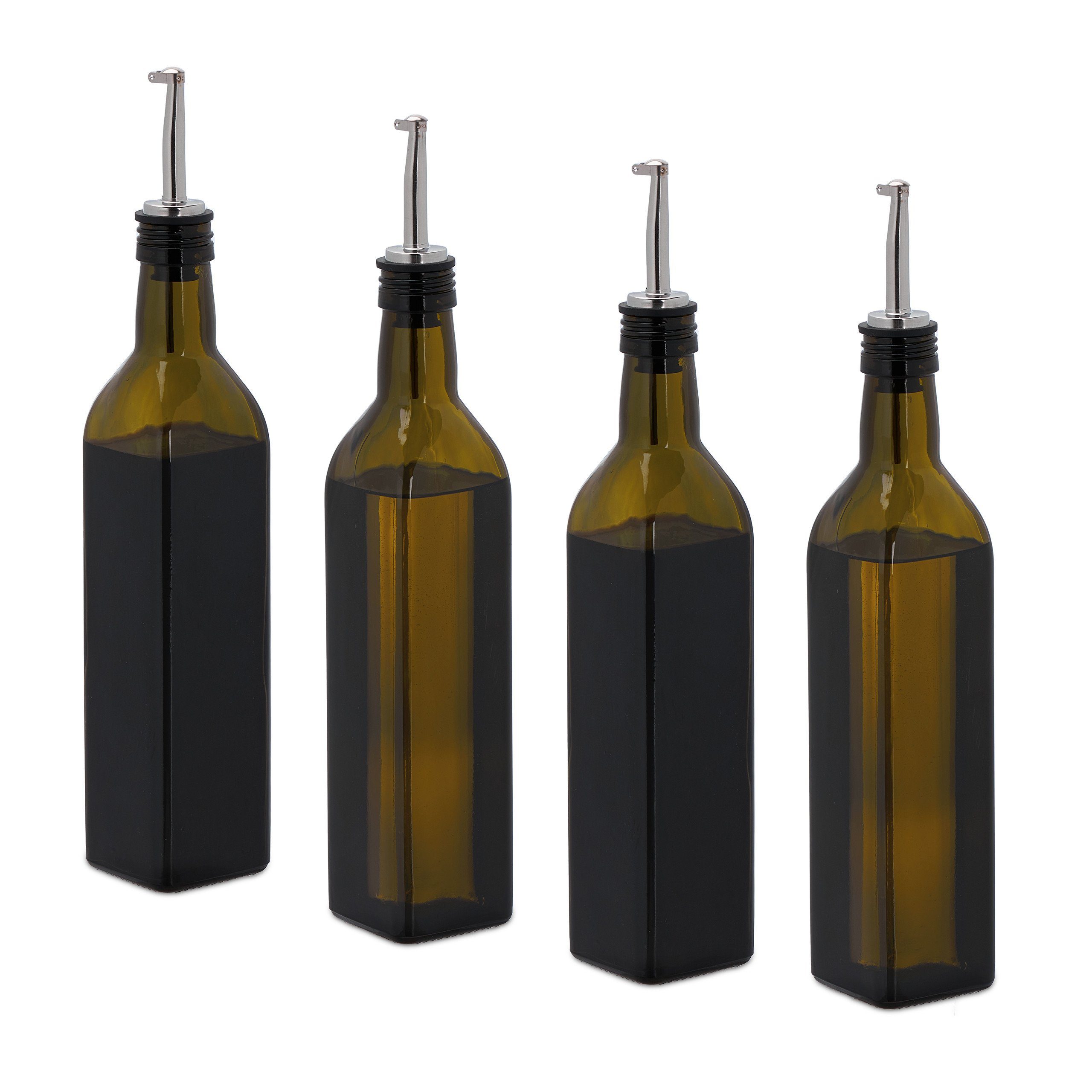 QUID Boro Ölspender Aus Edelstahl – 0,3 Liter, Mit Dosierer Für Öl Und Dressings