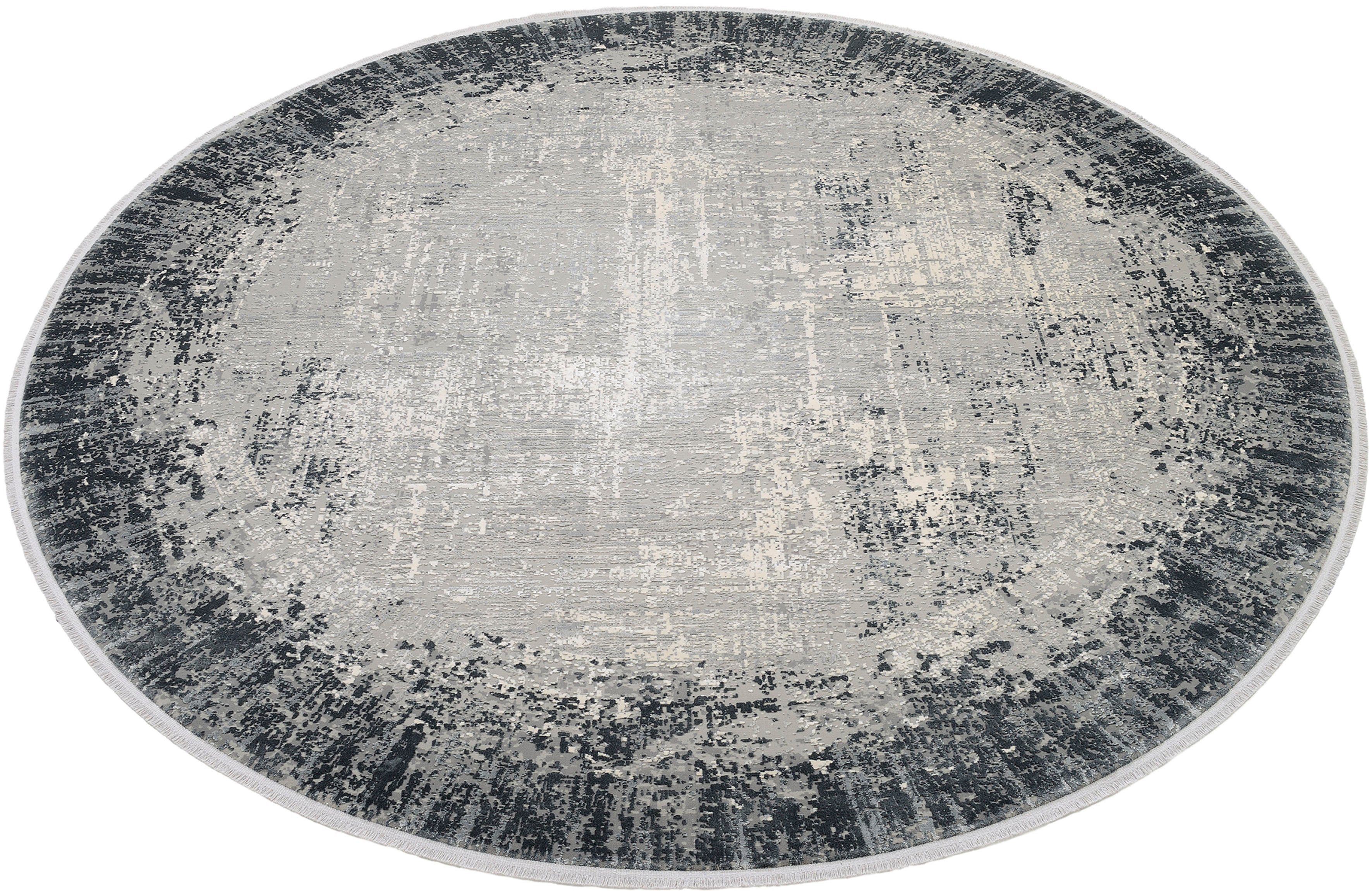 Teppich BORDER, WK WOHNEN, rund, Höhe: 8 mm, hochwertiger Viskoseanteil, samtweiche Oberfläche mit 3 D Effekt