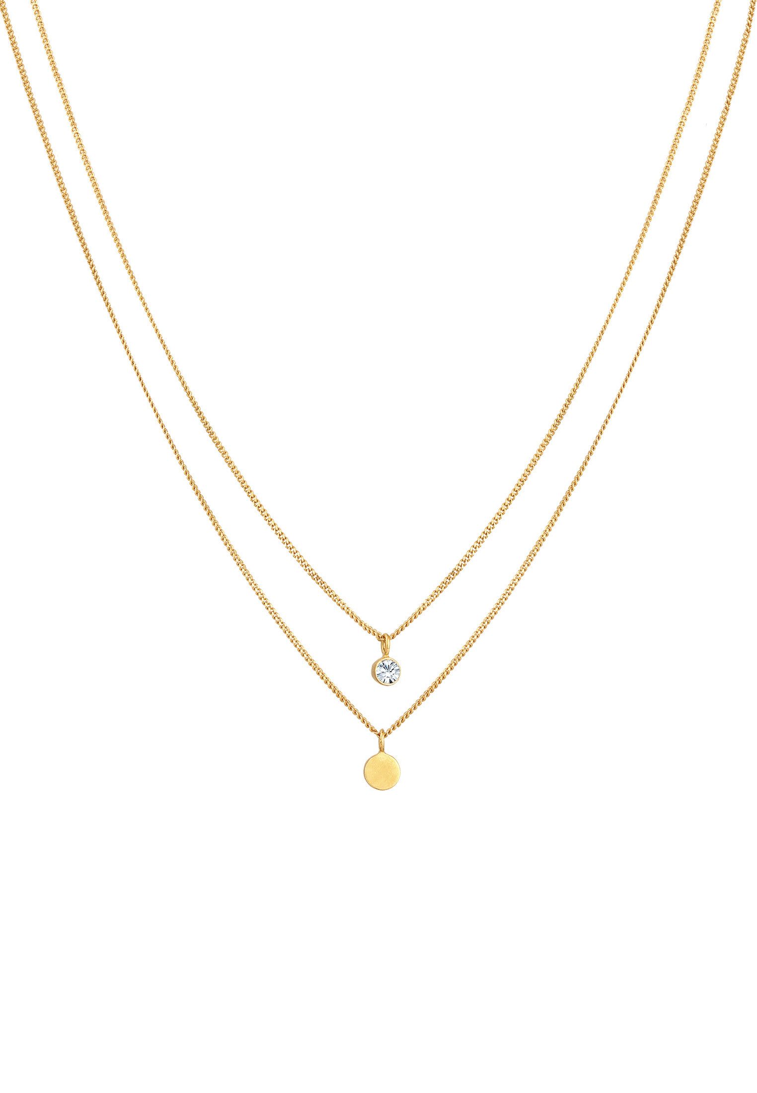 Elli Ketten-Set Layer Plättchen mit Kristallen von Swarovski® 925 Silber, Plättchen