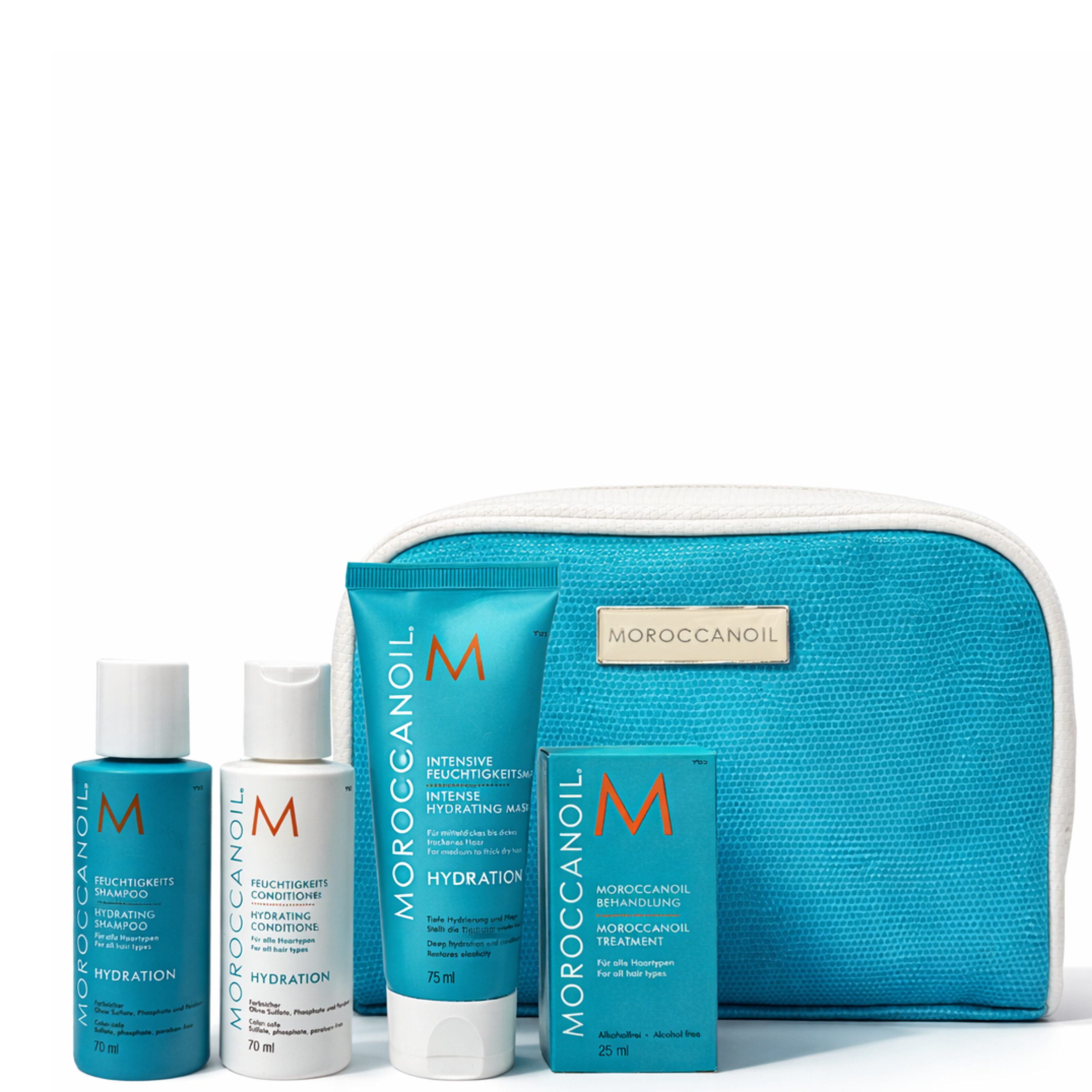 moroccanoil Haarpflege-Set Hydration Luxus-Reiseset, 5-tlg., Exklusive Feuchtigkeitspflege mit Arganöl für seidiges Haar