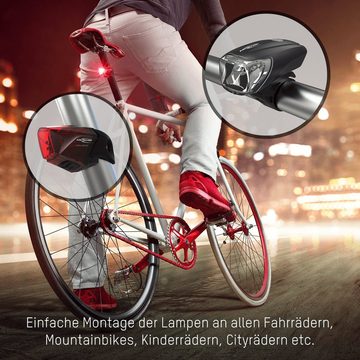 ANSMANN AG Fahrradbeleuchtung Fahrradlicht Set Akku StVZO zugelassen, Front- und Rücklicht