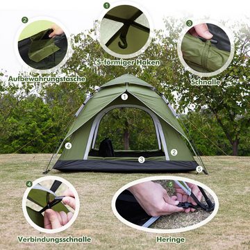 Yorbay Kuppelzelt 2 in 1 Pop Up Campingzelt doppelwandig wasserdicht UV-Schutz, (mit Heringen, Windseile und Tragetasche), für 2-3 Personen für Wandern, Trekking, Outdoor