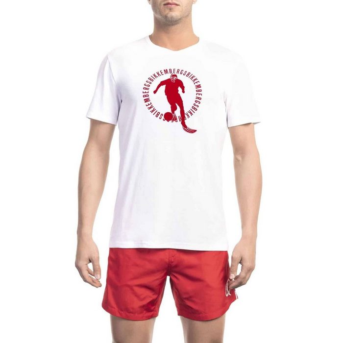 Bikkembergs T-Shirt Bikkembergs Beachwear Herren T-Shirt BKK1MTS02 Weiß Strandmode Trend 2023