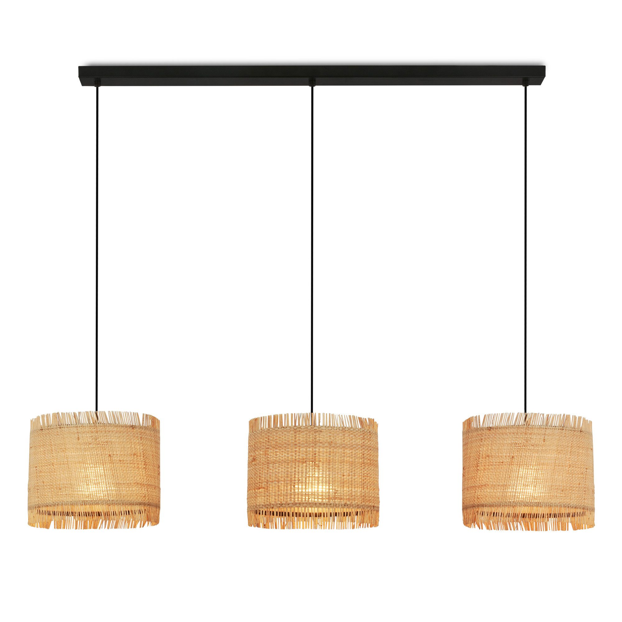 Briloner Leuchten LED Pendelleuchte Hängelampe Natur Stroh Bast 1-&3-flammig 485X, ohne Leuchtmittel, Abhängig vom Leuchtmittel, Hängelampe Natur max. 10W Esszimmer Wohnzimmer Küche
