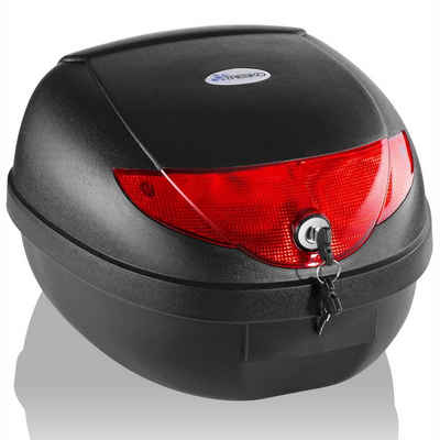 Moped Reflektor rot mit Universalhalterung für Roller Motorrad Top Case Koffer schwarz 28L