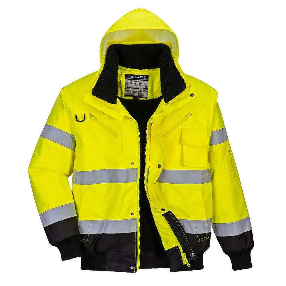 Portwest Winterjacke Portwest Kontrast-Warnschutz-Pilotjacke C465 Gelb