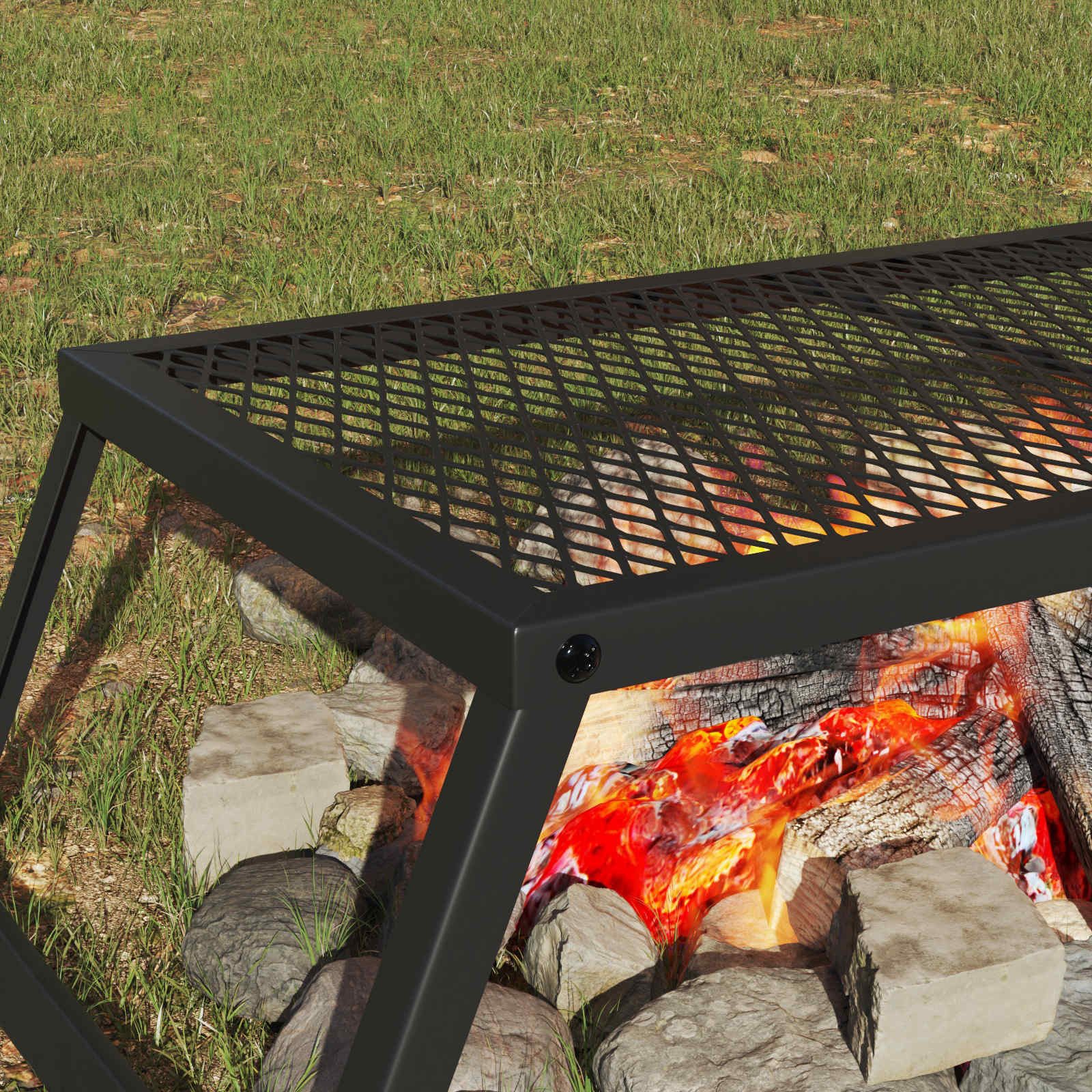 vidaXL Grillkamin Faltbarer Campinggrill Schwarz 58 x 31 x 2 cm Legierter Stahl