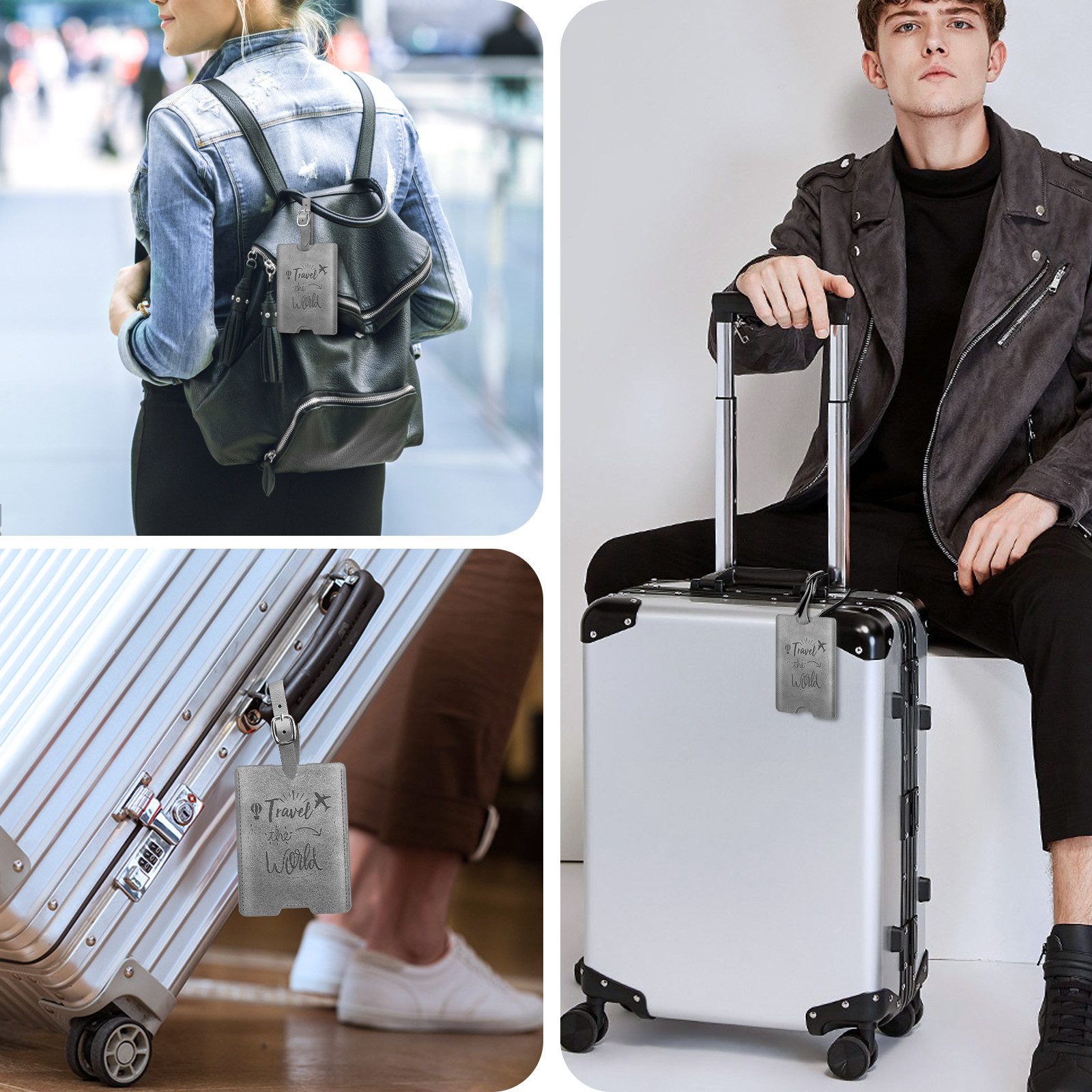 Fintie Mini Geldbörse Reisepasshülle und Gepäckanhänger Set, Reisepass Impfpass Hülle, mit RFID Blockier, Kofferanhänger mit Adressschild für Koffer