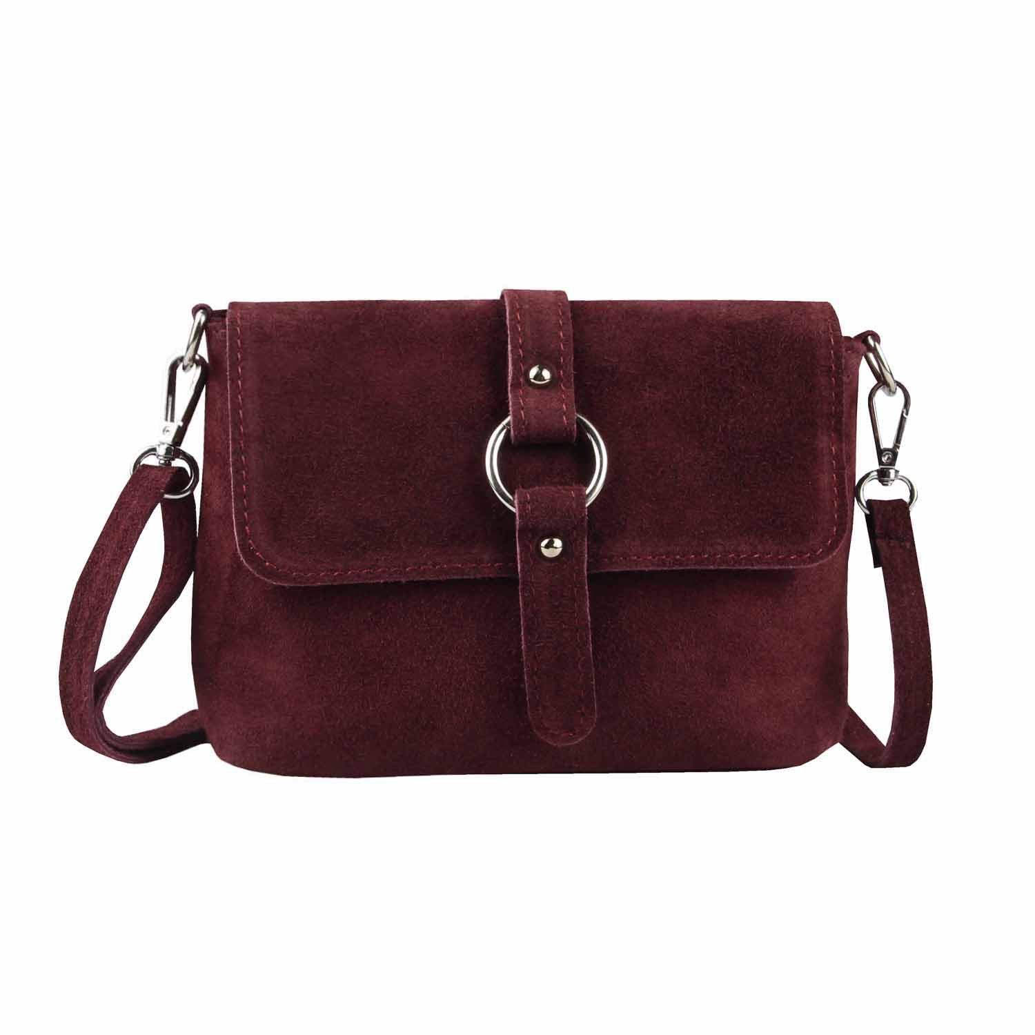 ITALYSHOP24 Schultertasche Made in Italy Damen Leder Tasche Umhängetasche Handtasche CrossOver, Schultertasche CrossBody Wildleder Abendtasche Echtleder Messenger