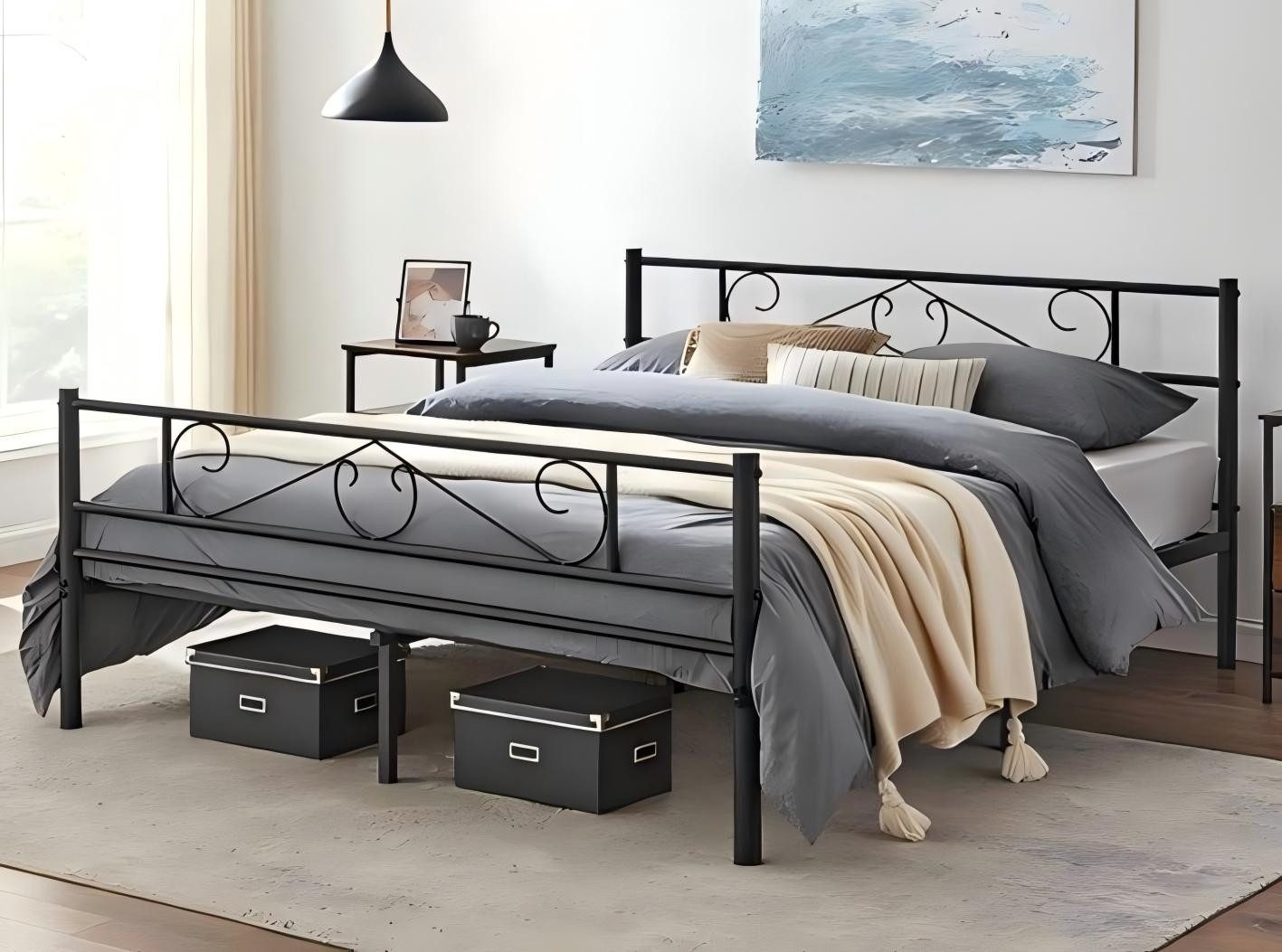 VASAGLE Bettgestell (1-tlg., 160 x 200 cm), aus Metall, Bettrahmen, hochtra günstig online kaufen