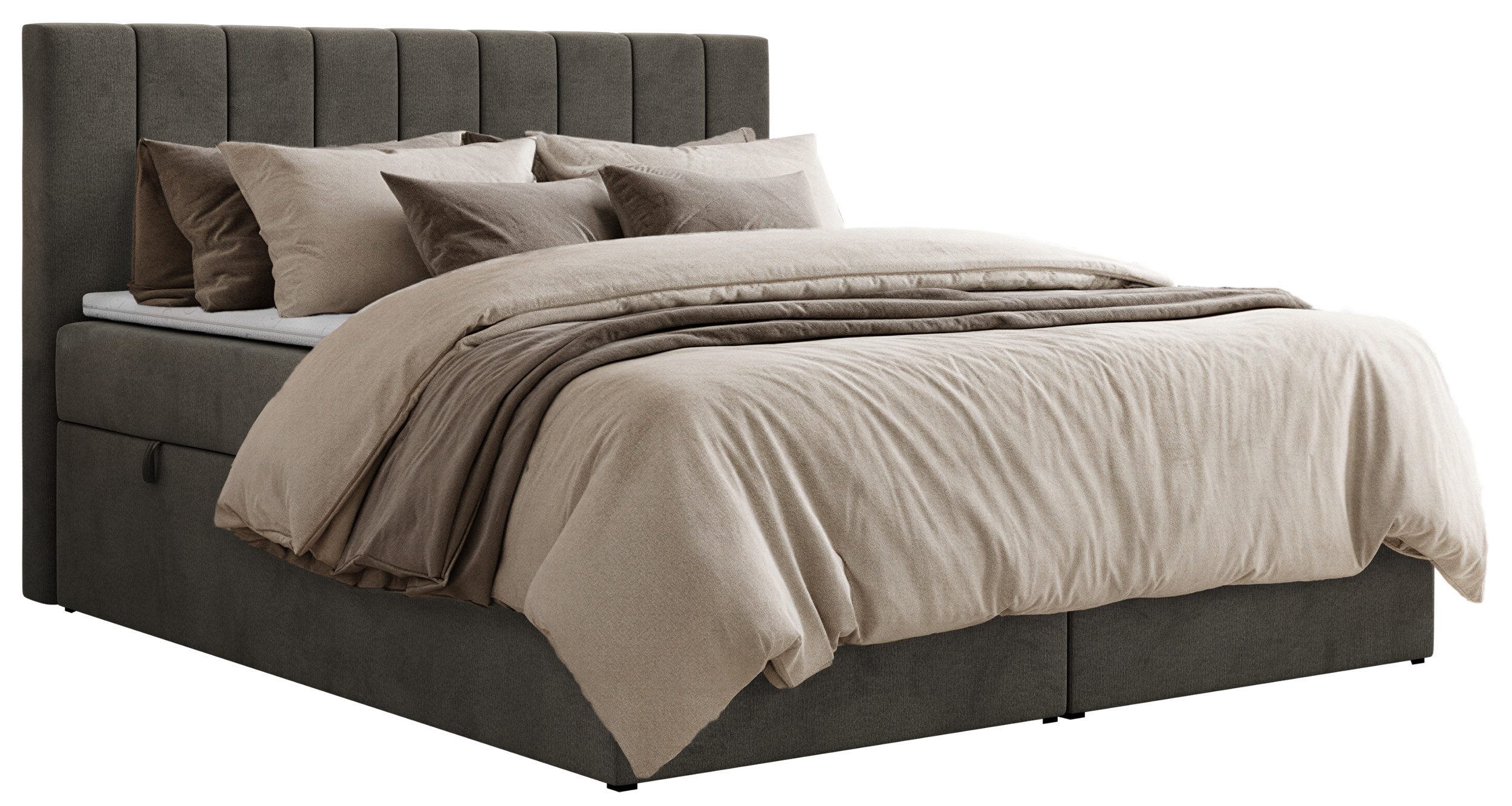 MKS MÖBEL Boxbett ALVER (Set, Doppelbett mit Stauraum, Matratze (H3/H4) & Topper (Visco oder T25), 2 Bettkästen, Federautomaten, Multipocket 7-Zonen H3/H4