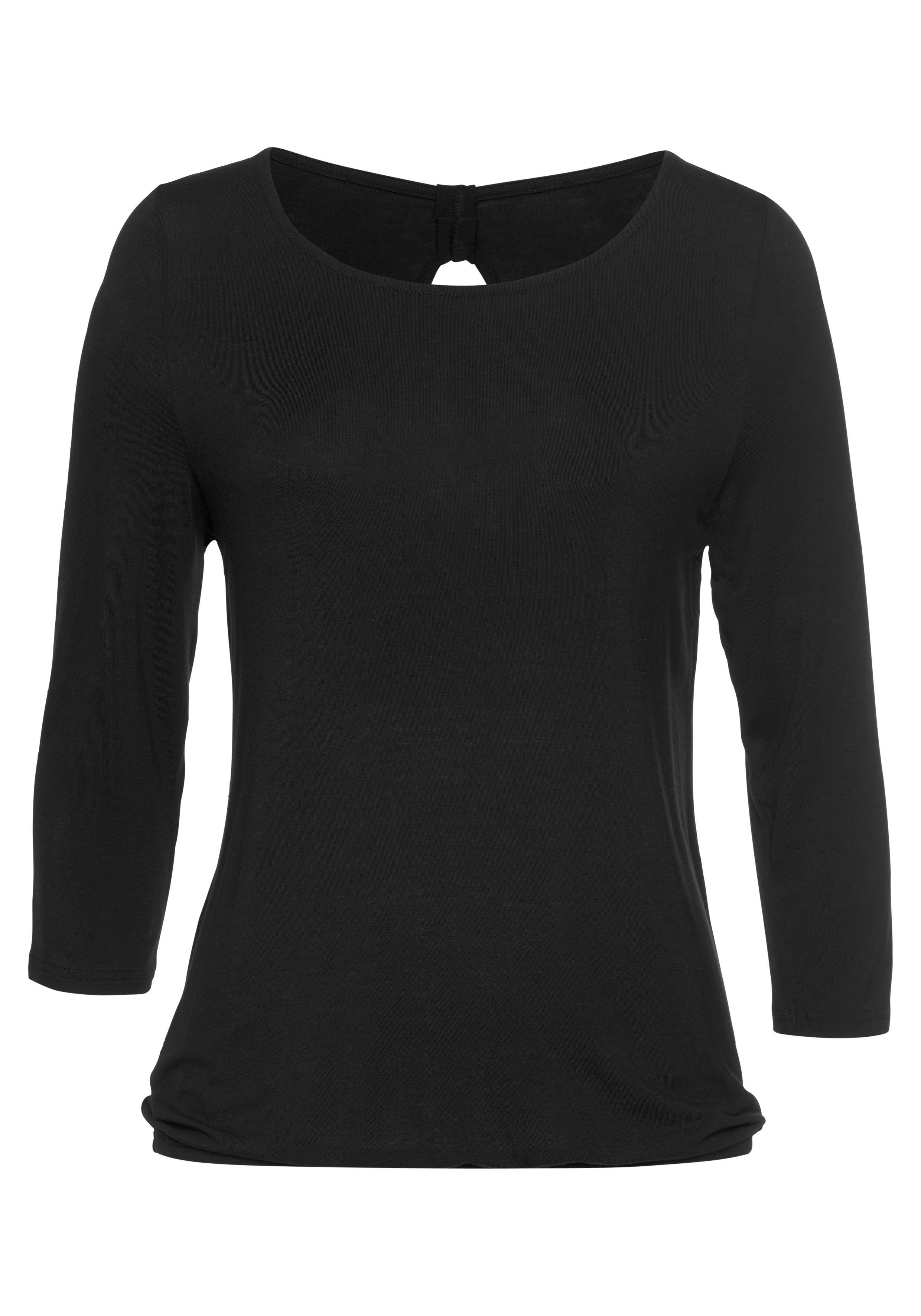 Damen Shirts LASCANA 3/4-Arm-Shirt (2er-Pack) mit kleinem Cut-Out im Nacken