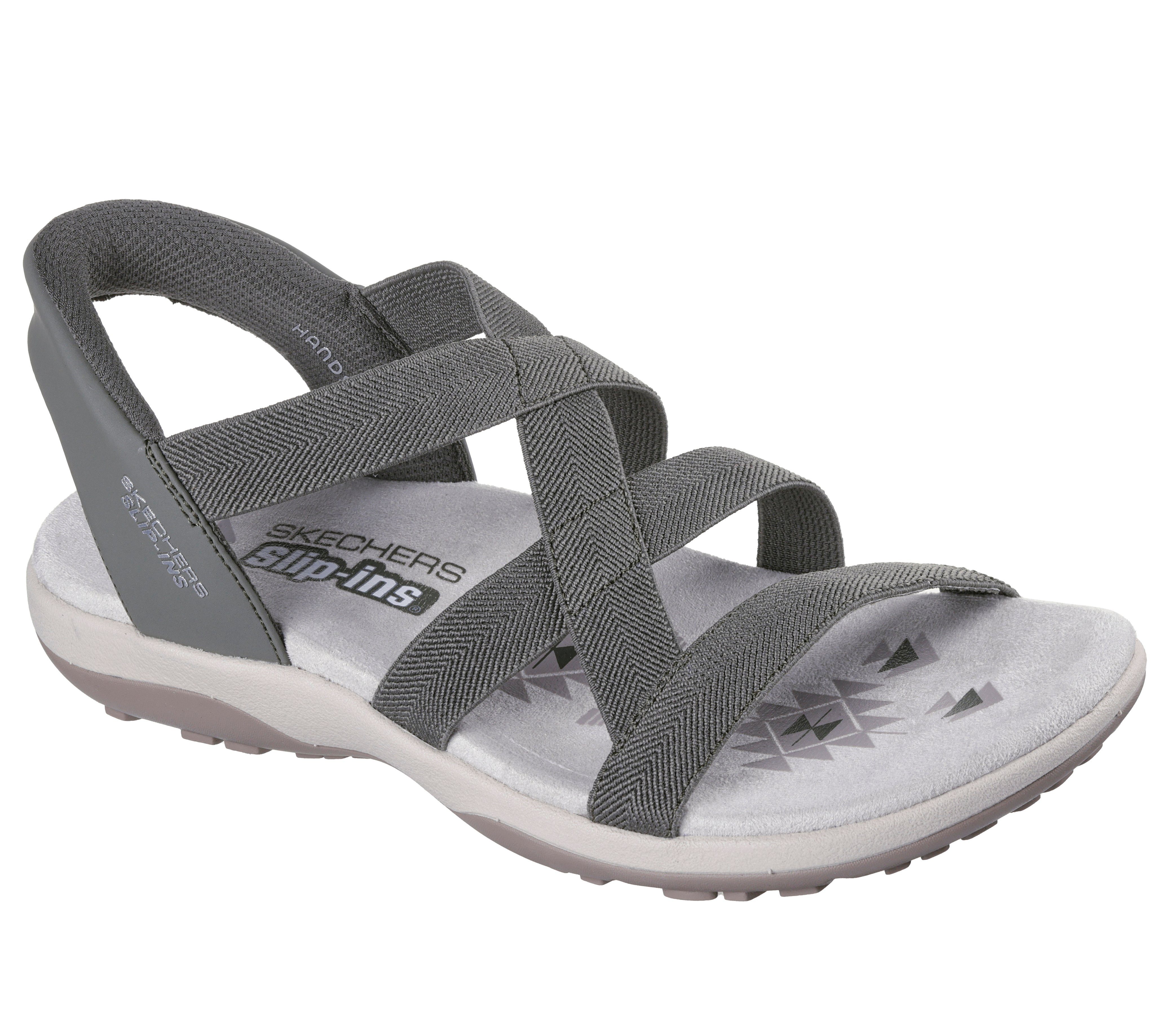 Skechers REGGAE SLIM-STRETCH FLEX Sandale Flats, Trekking Sandale mit Slip-ins Funktion