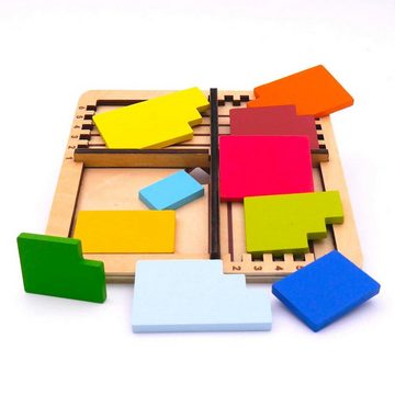 ROMBOL Denkspiele Spiel, Knobelspiel IQ PUZZLE 7 IN 1 - variantenreiches Legepuzzle, Holzspiel