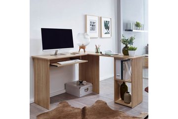 tinkaro Schreibtisch RINGO Holz Eckschreibtisch Braun Schreibtischkombination