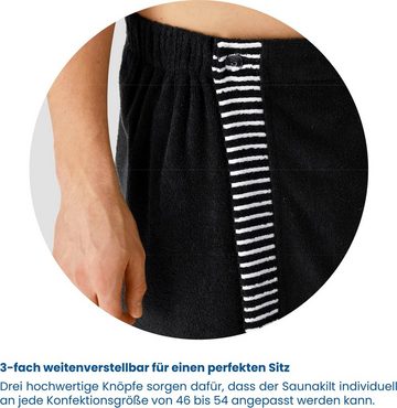 Schiesser Kilt Saunakilt Rom für Herren aus saugstarkem Baumwoll-Frottier, Kurzform, Frottier, Knöpfe, mit Streifen-Akzent und Logostickerei