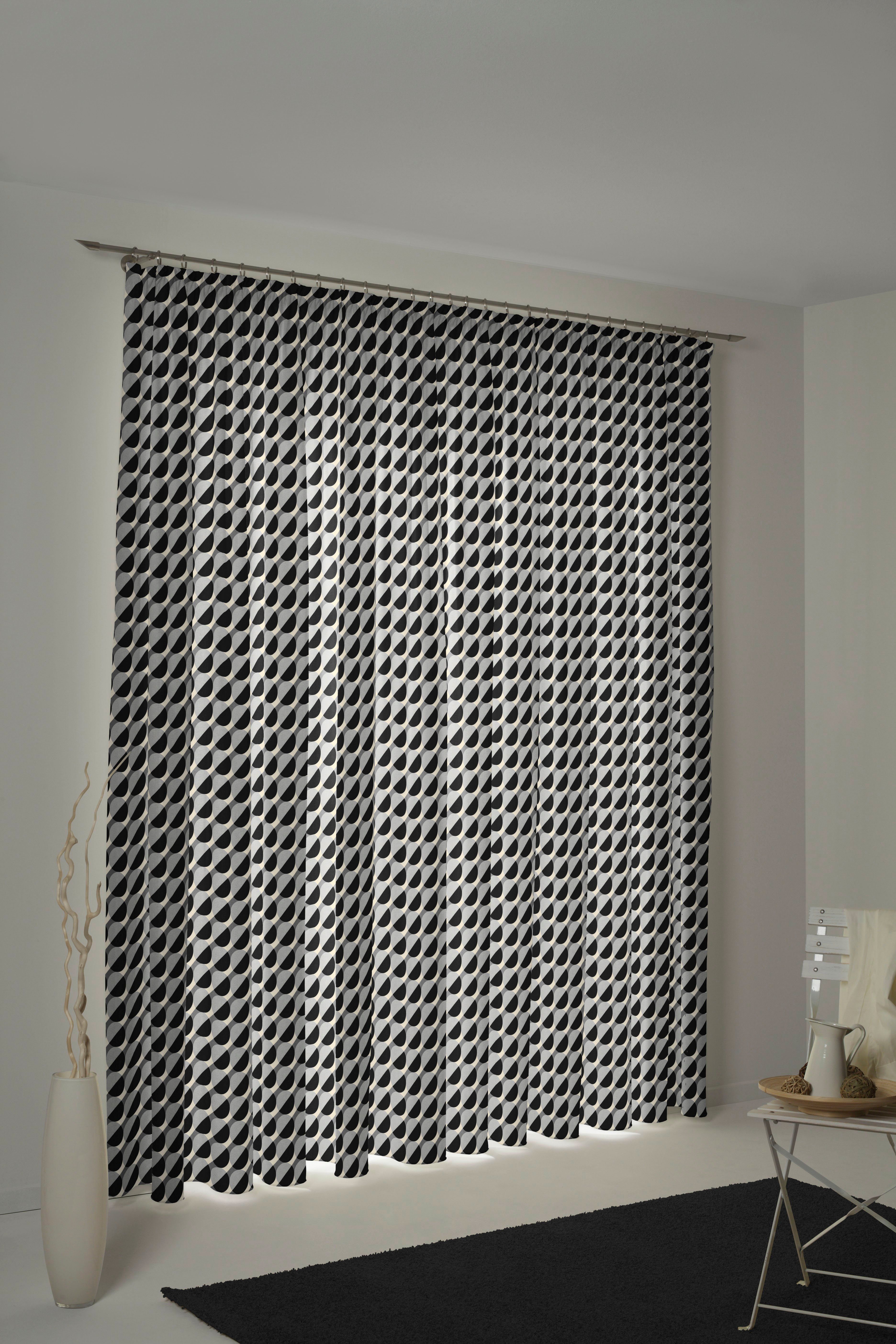 Vorhang Circles, Adam, Kräuselband (1 dunkelgrau/hellgrau/schwarz nachhaltig Jacquard, blickdicht, St)