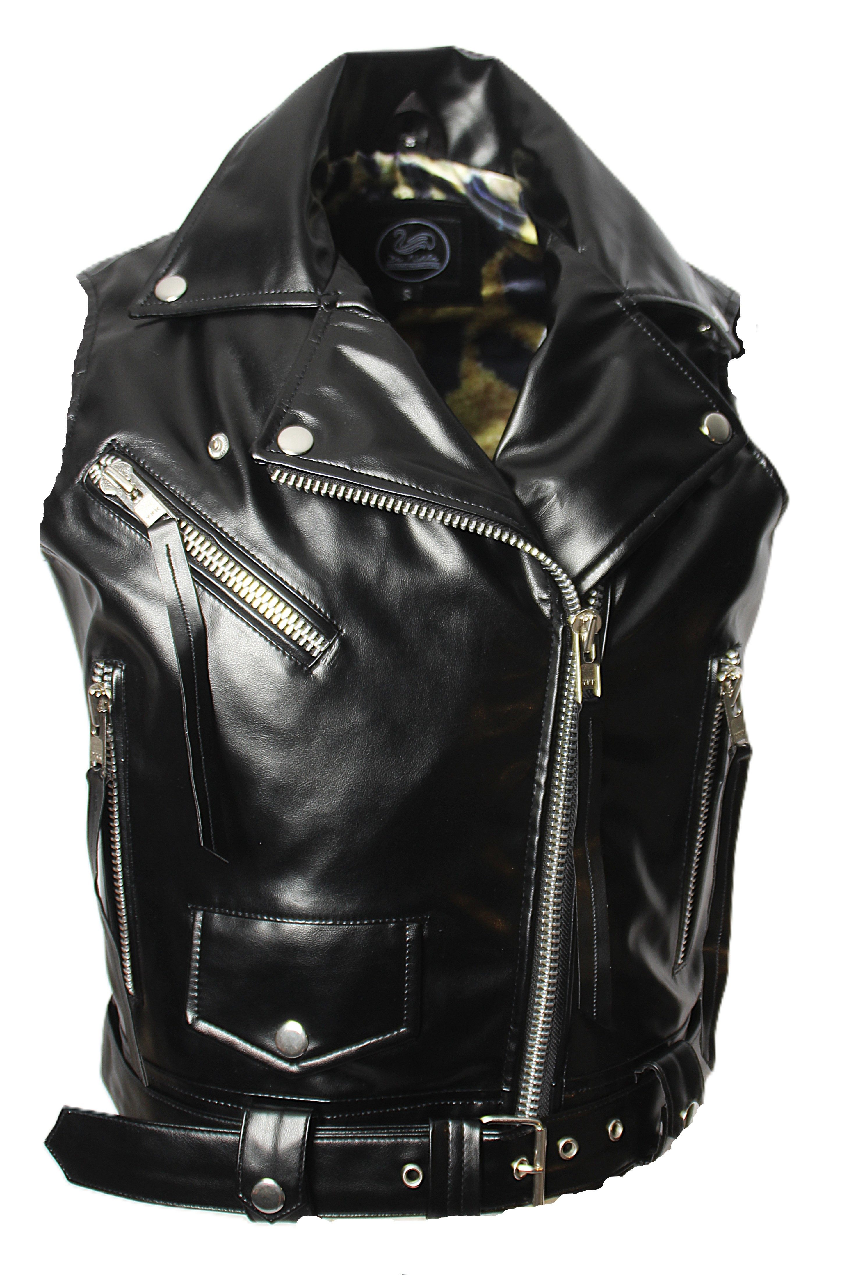 Be Noble Lederweste Biker Vamp Glänzende Weste mit vielen Details in Lackoptik
