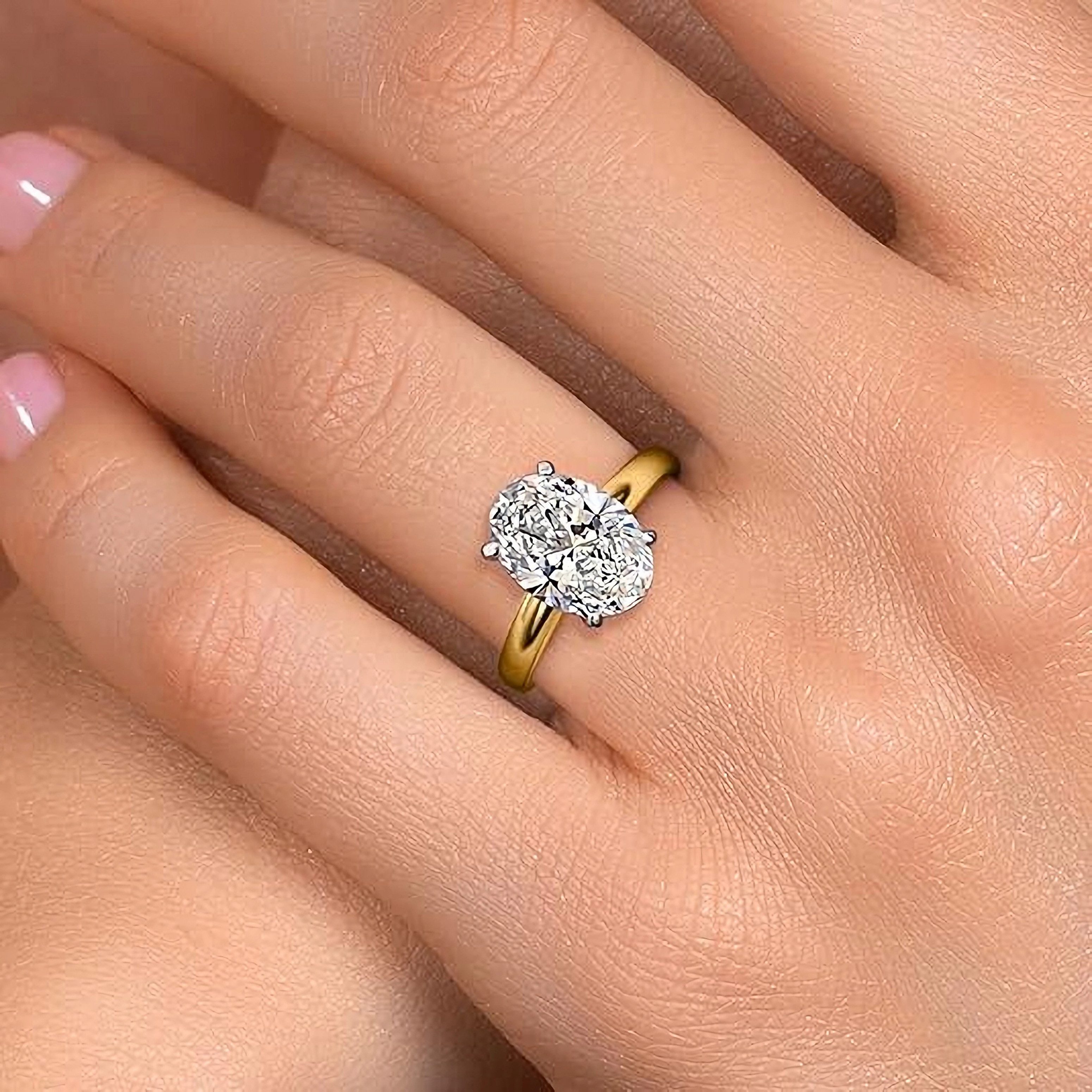 Jumpeak Verlobungsring 585er Gold, 3 Karat im Labor elliptisch, Damen-Ehering, E VVS2,2EX,IGI-Zertifikat,ring damen,geschenk