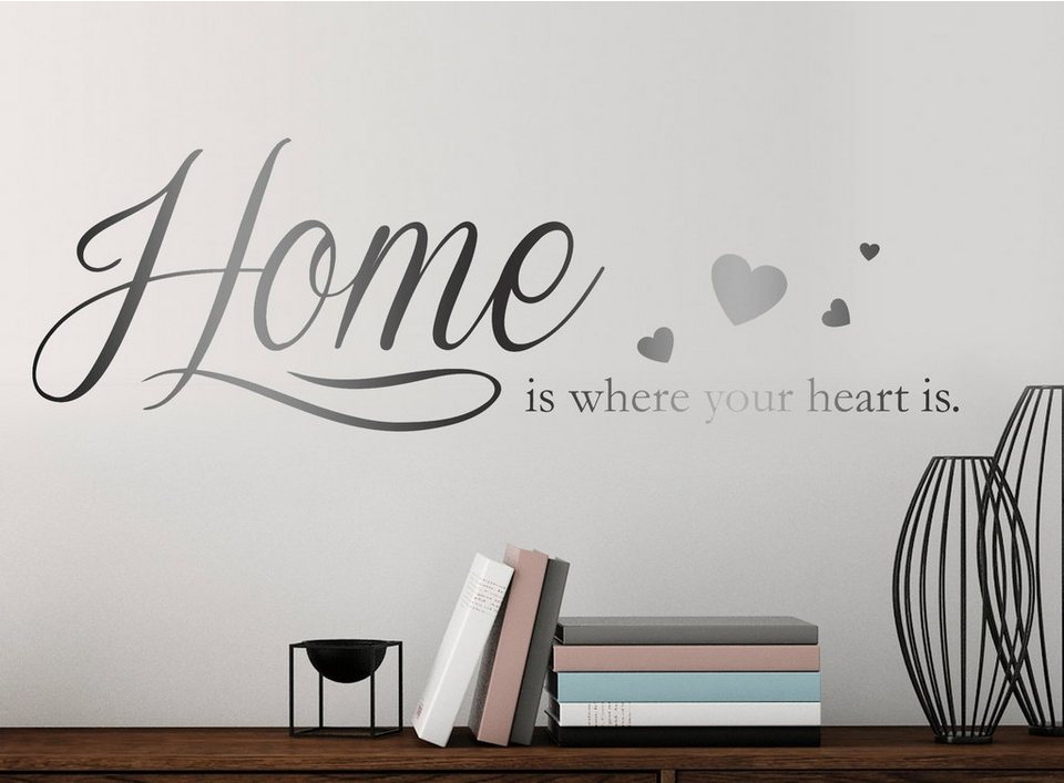 queence Wandtattoo Home is where your heart is, 120 x 30 cm, Einfaches und  schnelles Anbringen: abziehen, aufkleben, fertig!