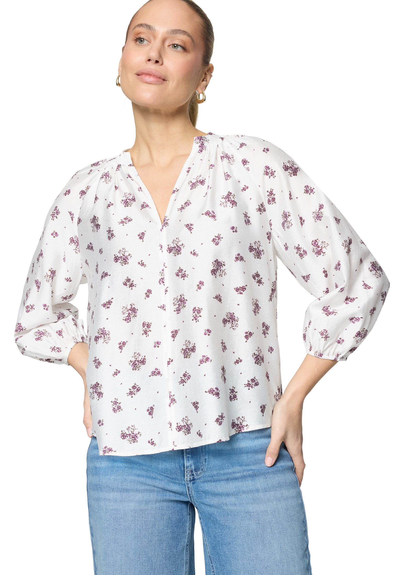 Zero Schlupfbluse Damen mit Blumen