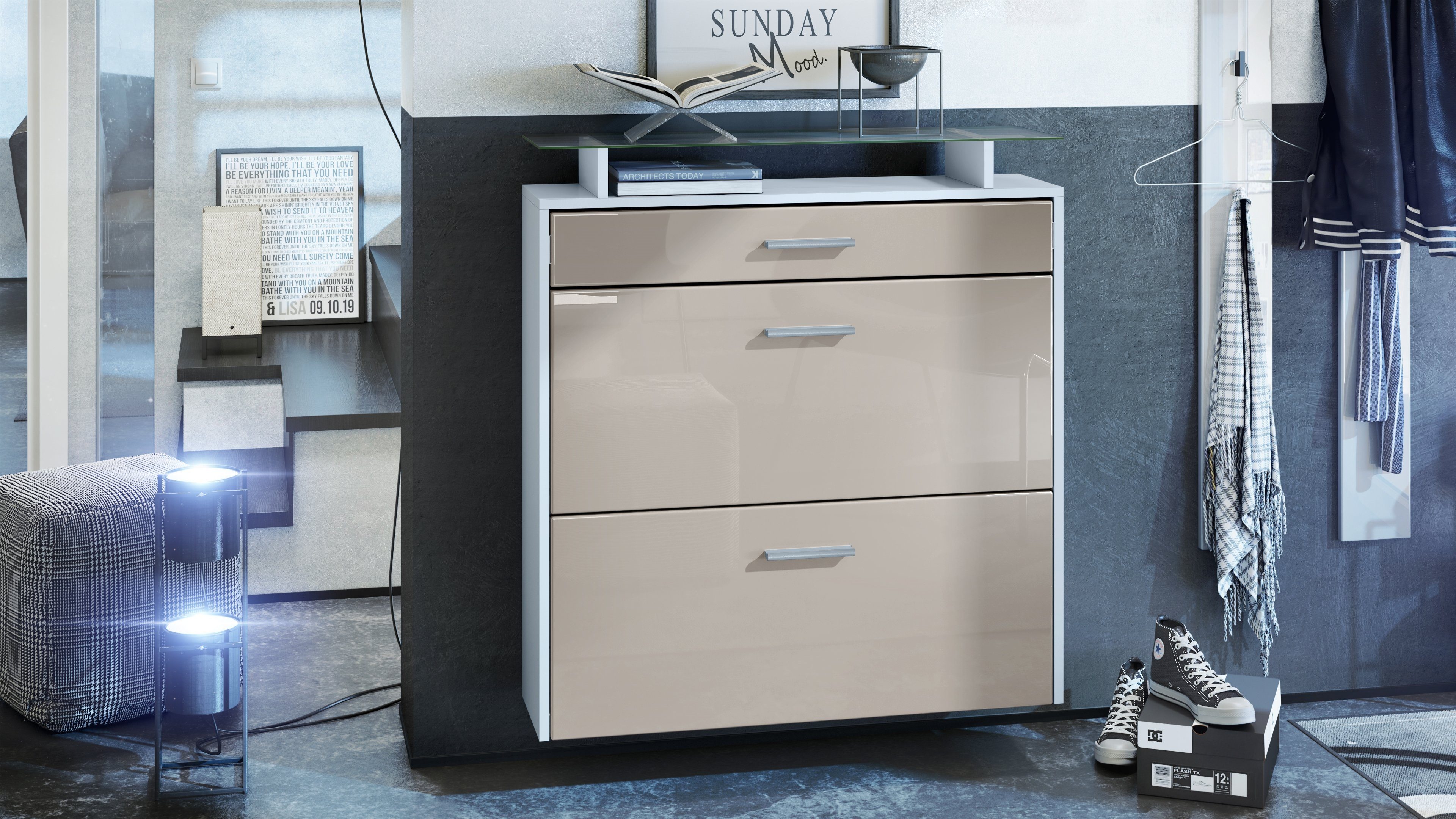 Vladon Schuhschrank Malea (hängender Schuhkipper für 16 Paar Schuhe, mit 2 günstig online kaufen