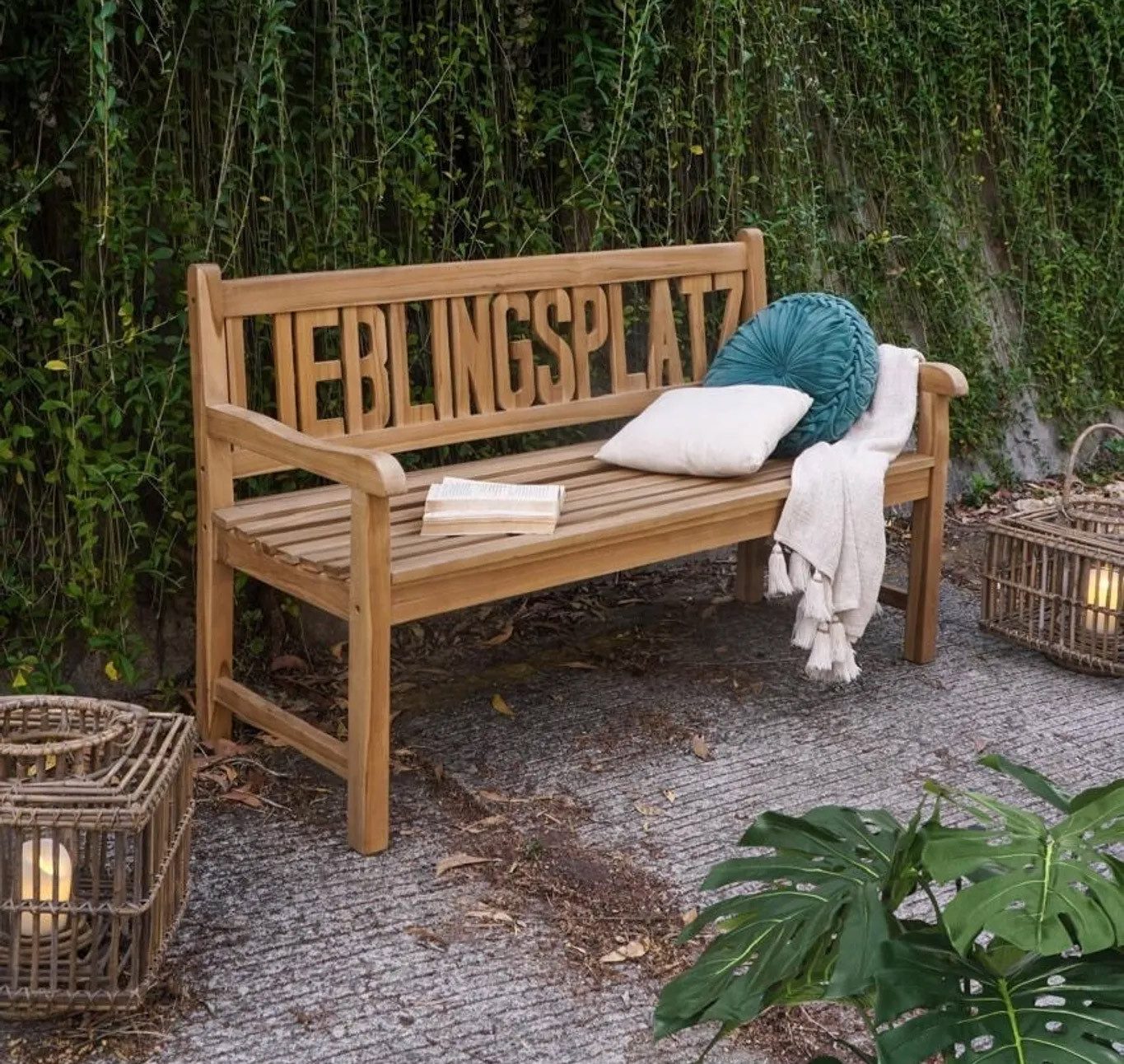 Garden Pleasure Gartenbank Teak Gartenbank LIEBLINGSPLATZ 150 cm 3-sitzig mit Armlehne
