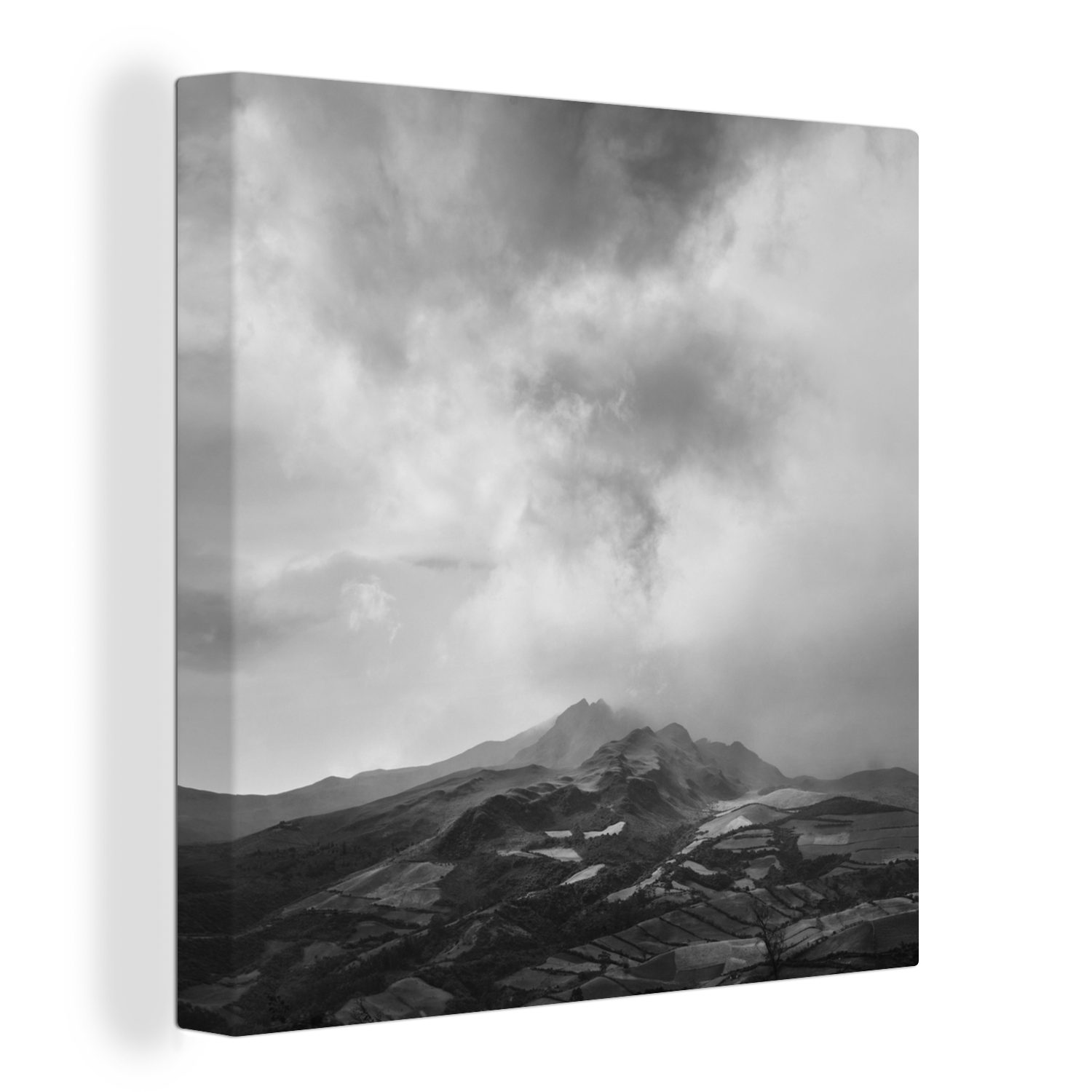 OneMillionCanvasses® Leinwandbild Nebel - Schwarz - Weiß - Südamerika, (1 St), Leinwand Bilder für Wohnzimmer Schlafzimmer