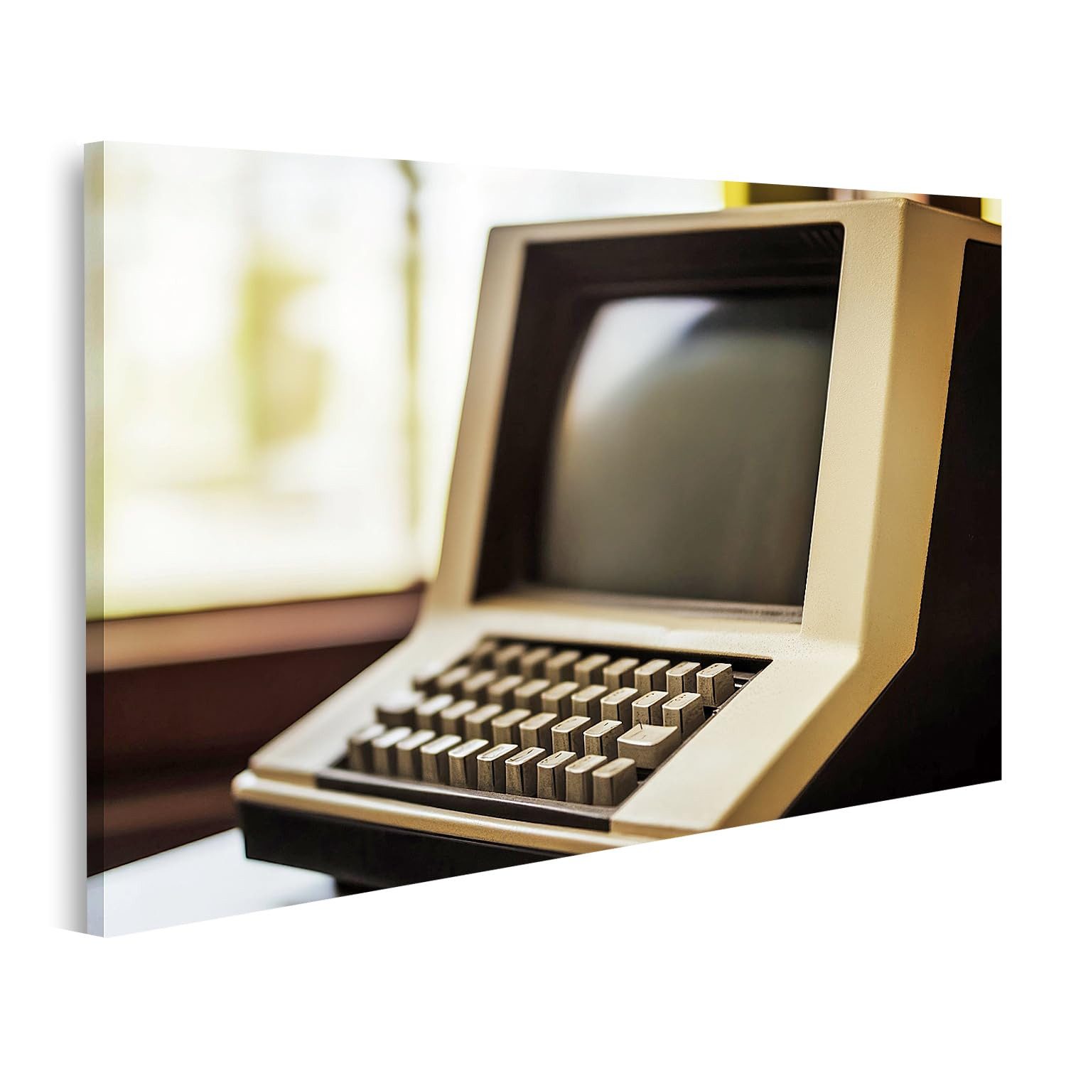 islandburner Leinwandbild Alter Computer Tastatur und Bildschirm