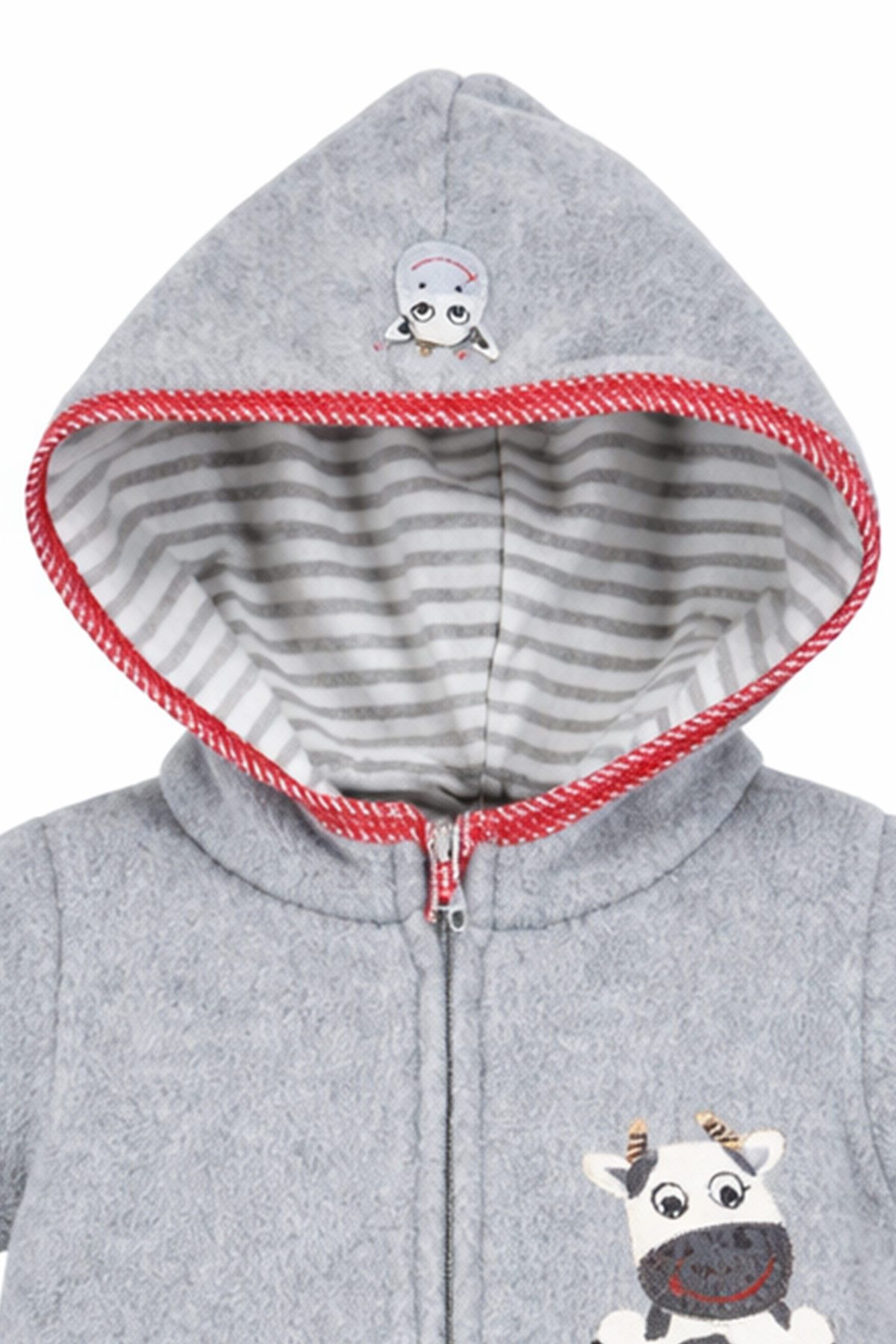 BONDI Strampler Kuscheliger Baby Fleece-Overall "Kuh" 93665 - Grau, Kinder